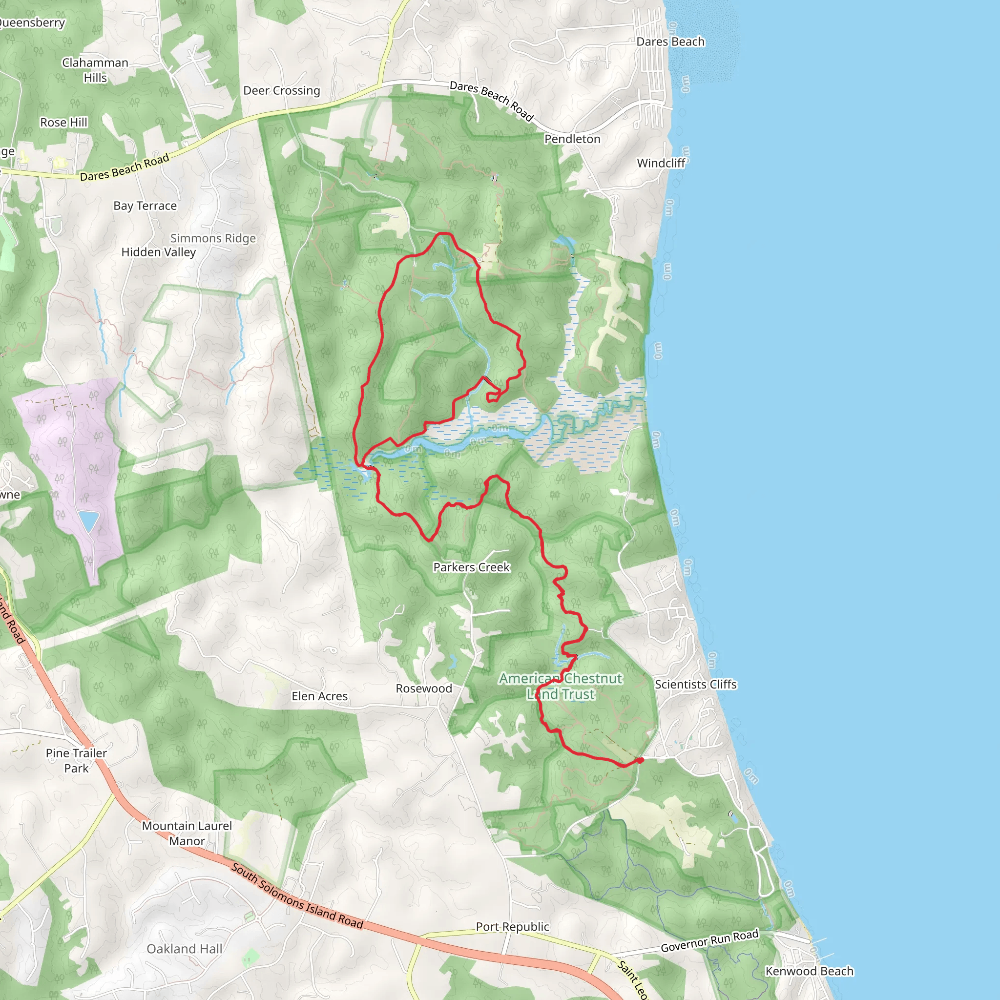 North-South Trail, Turkey Trail and Old Parkers Creek Loop Trail mobile static map