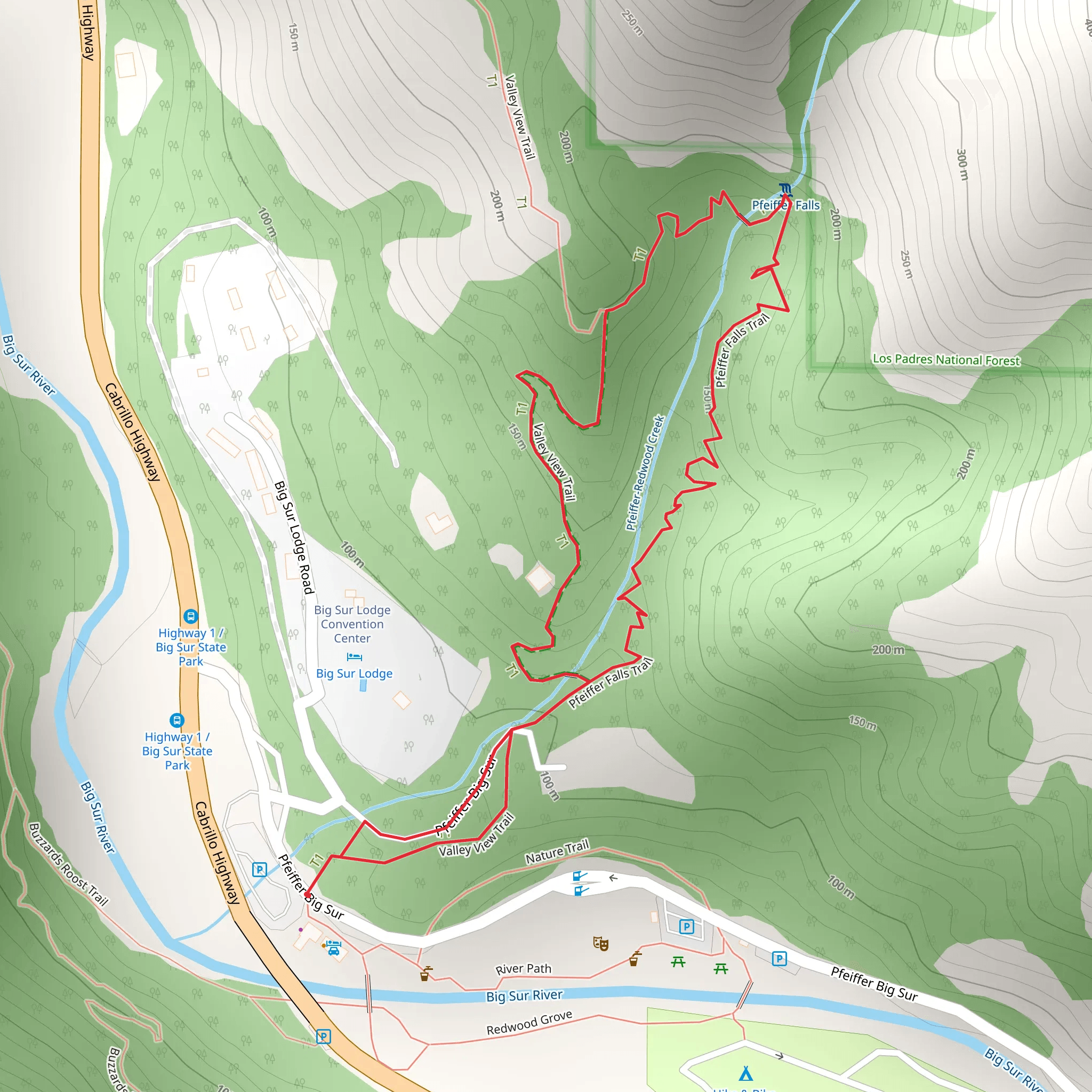Pfeiffer Falls Loop Trail mobile static map