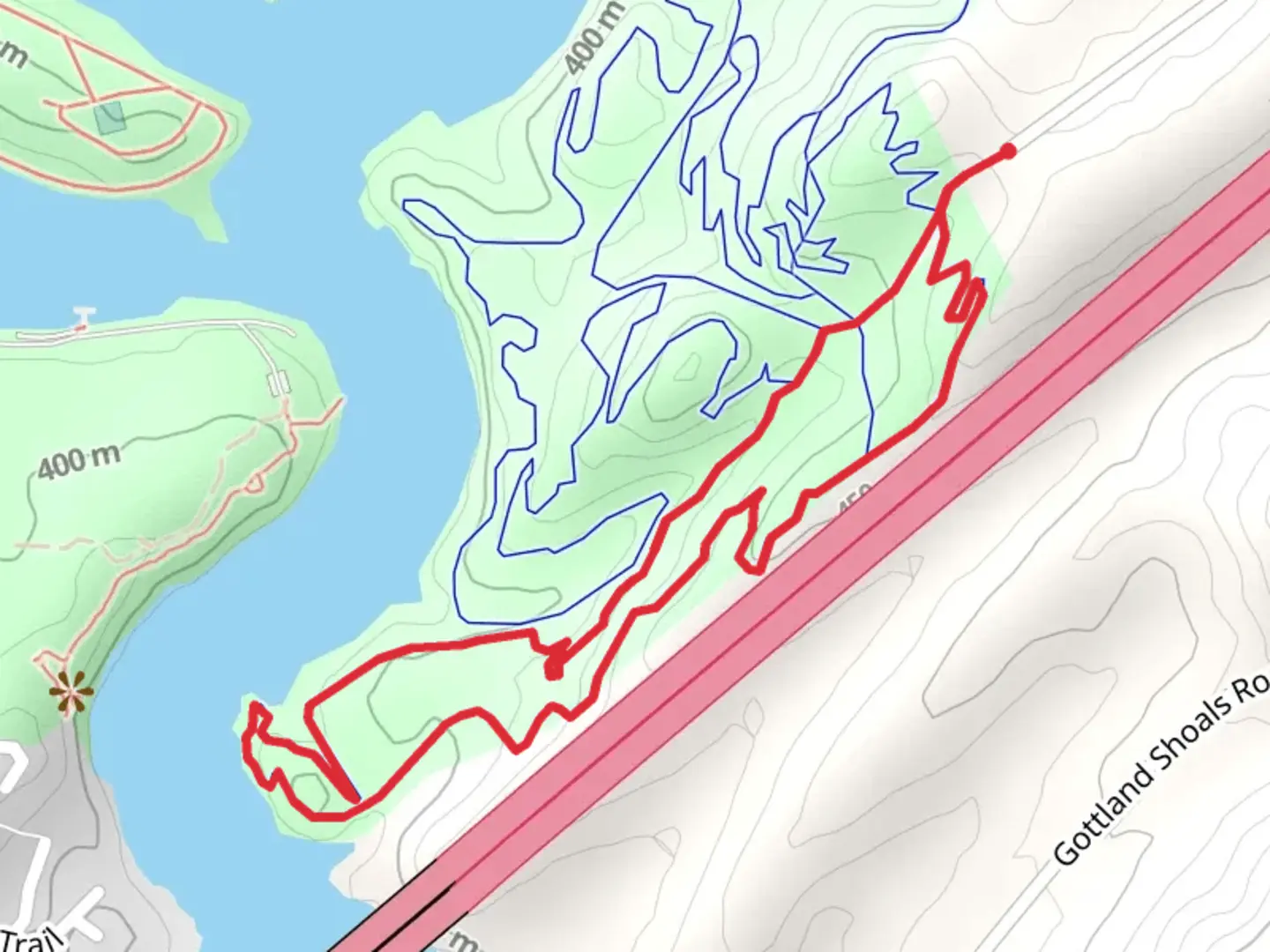 An image depicting the trail Darwin's Revenge Loop and its surrounding area.