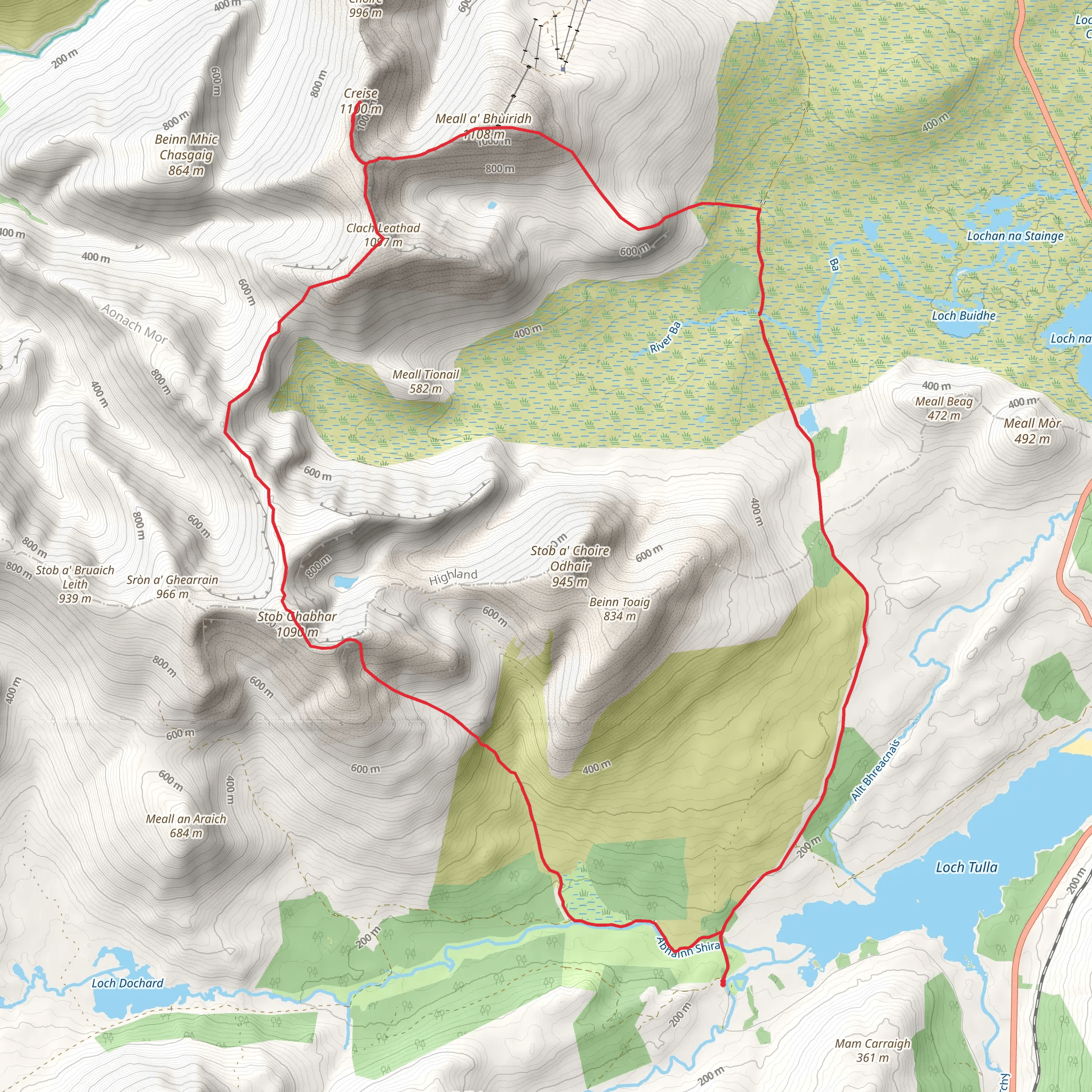 Black Mount Loop via Creise mobile static map