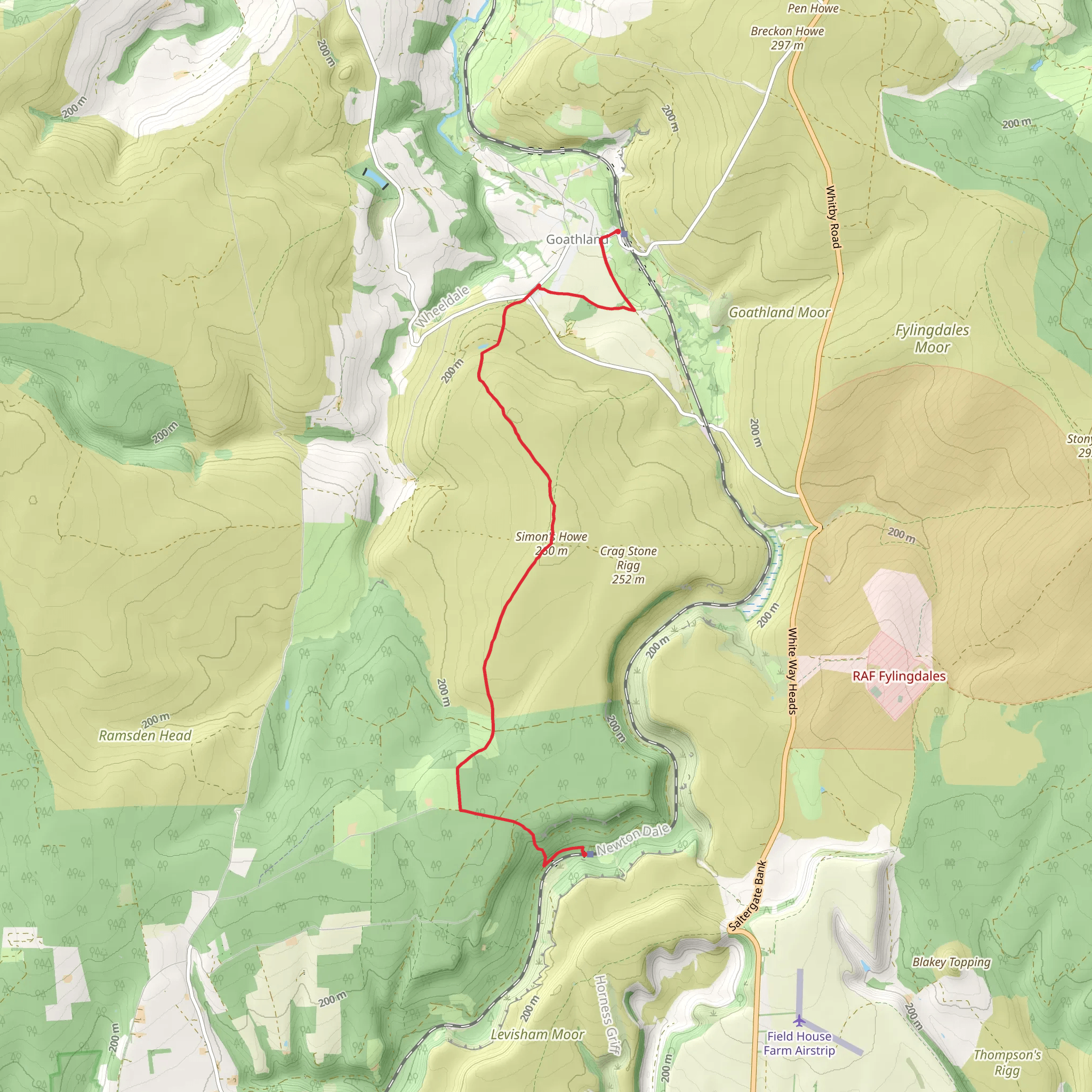 Newton Dale to Goathland via The inn Way mobile static map