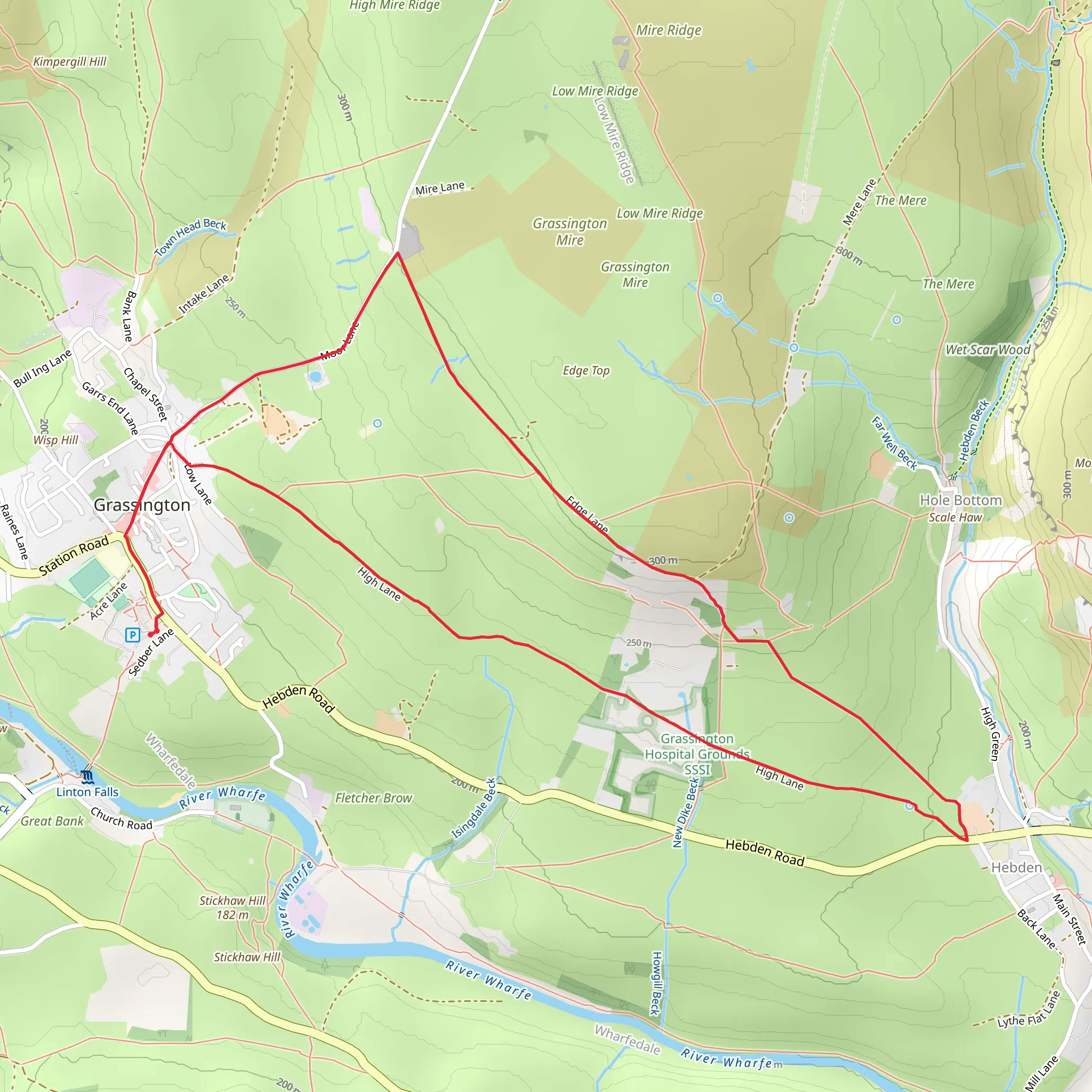 Grassdington to Hebden Walk mobile static map