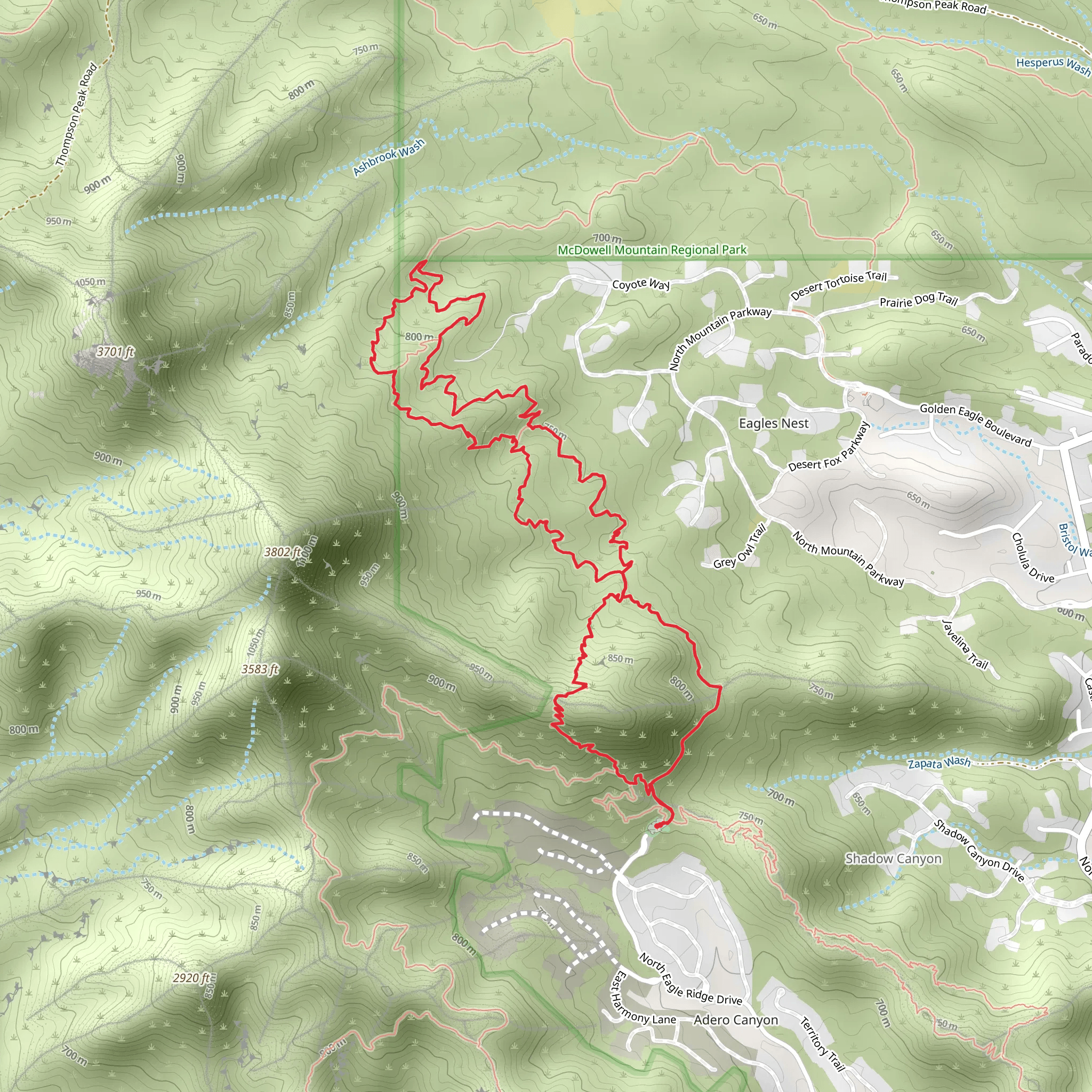 Western, Sonoran and Promenade Loop Trail mobile static map