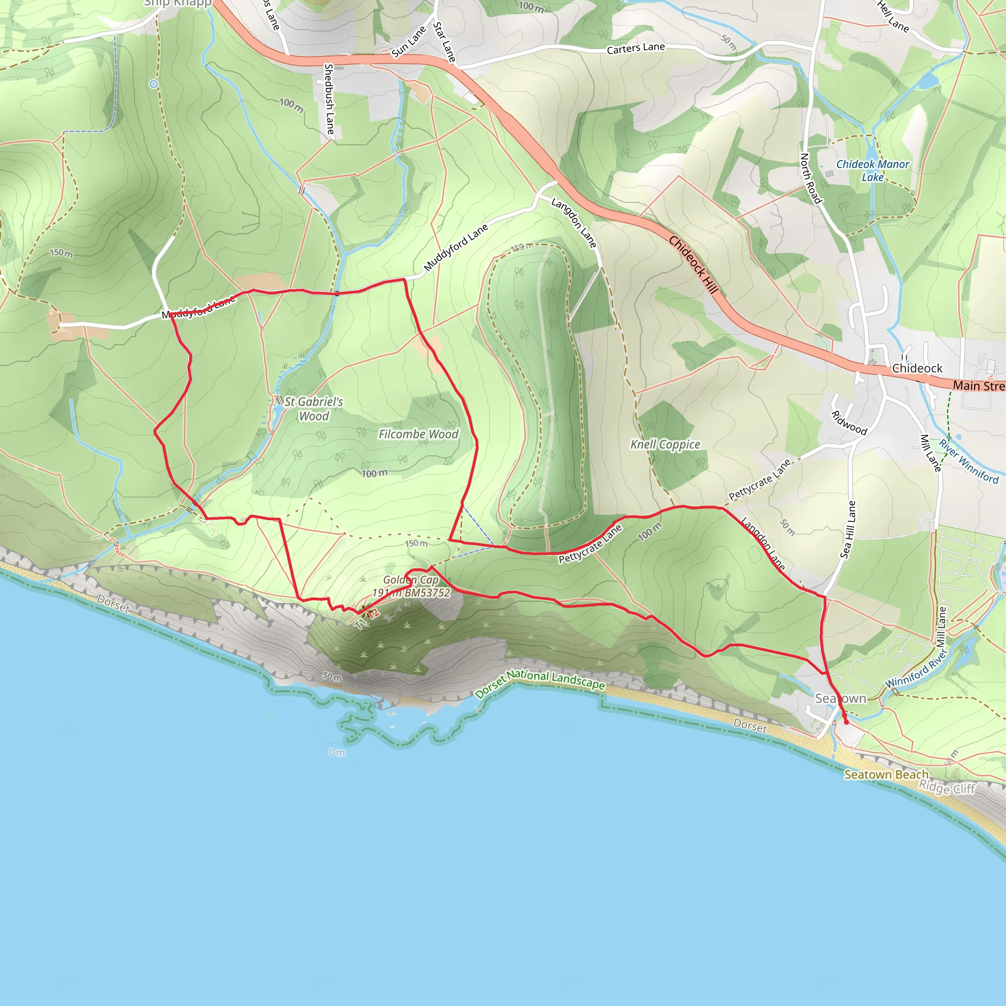 Golden Cap from Seatown mobile static map