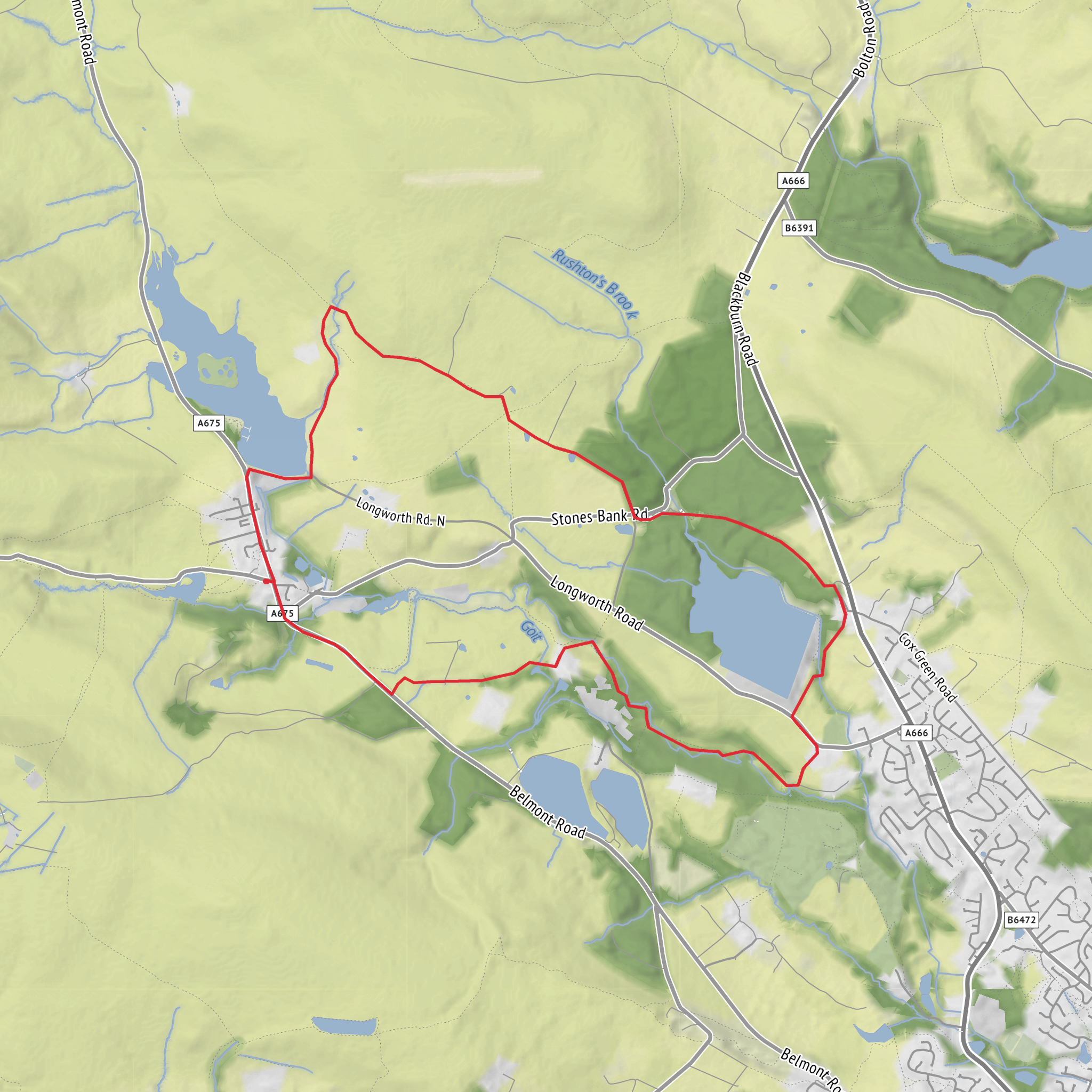 Belmont, Longworth Clough and Hole Bottom Loop mobile static map