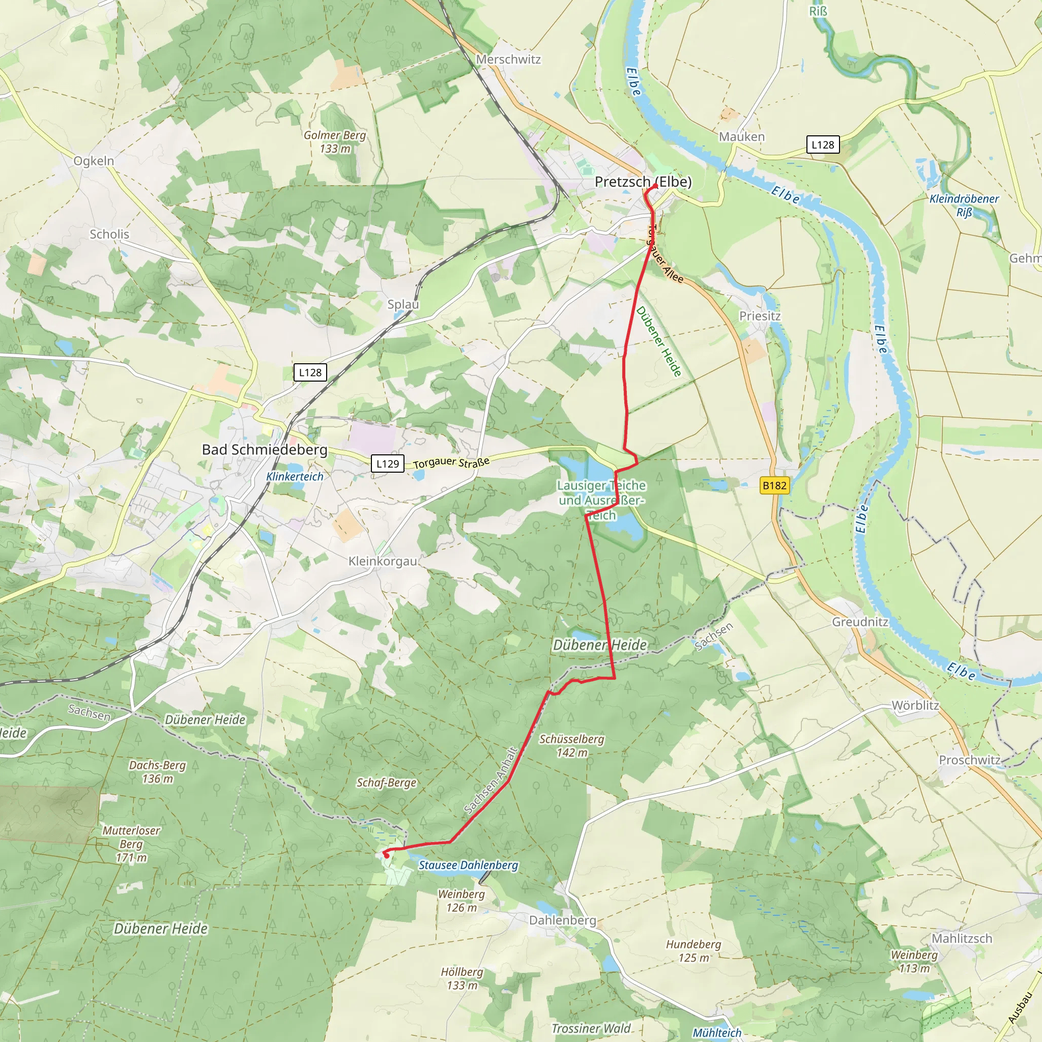 Grosser Lausiger Teich via Pretzsch Hachemuehle mobile static map