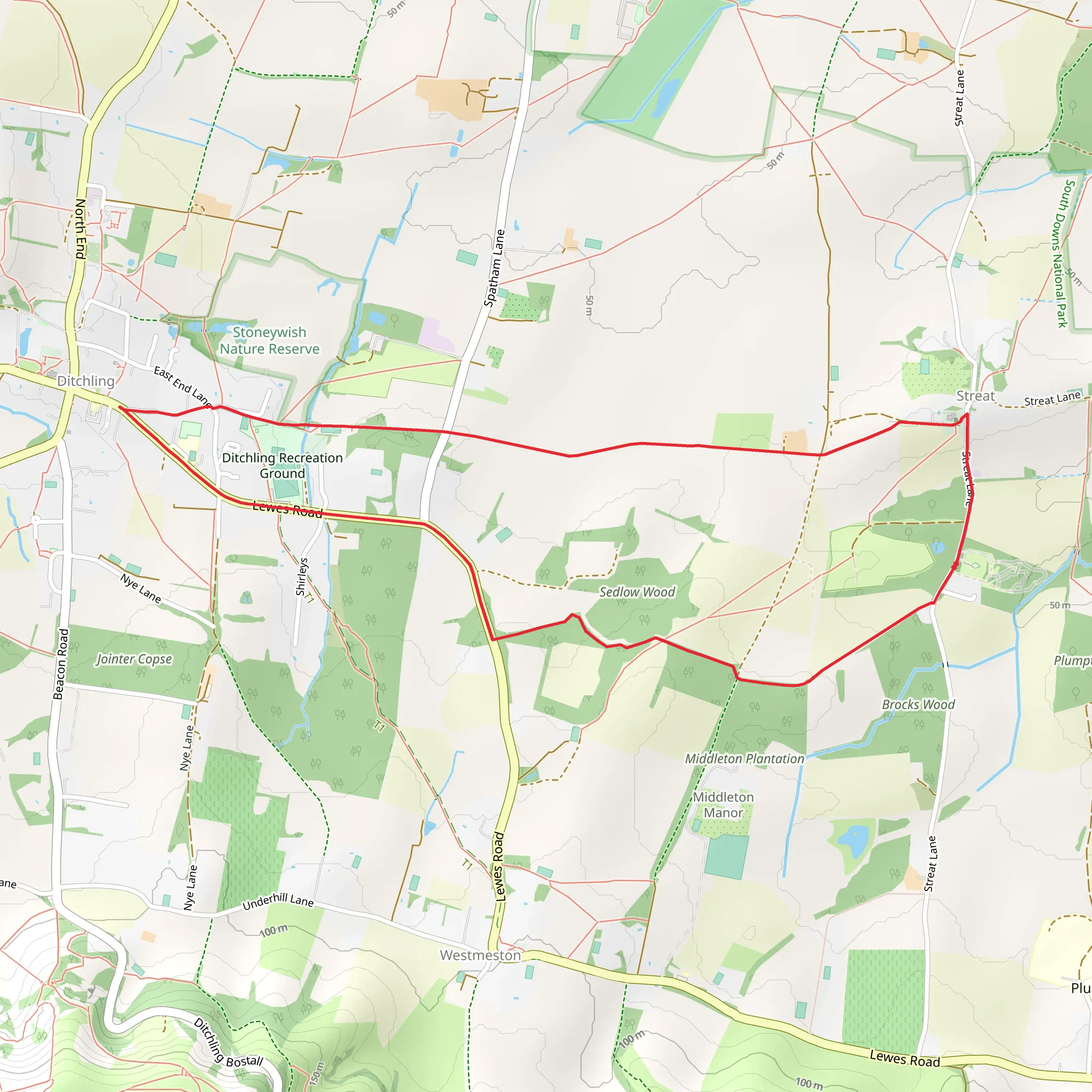 Ditchling Loop mobile static map