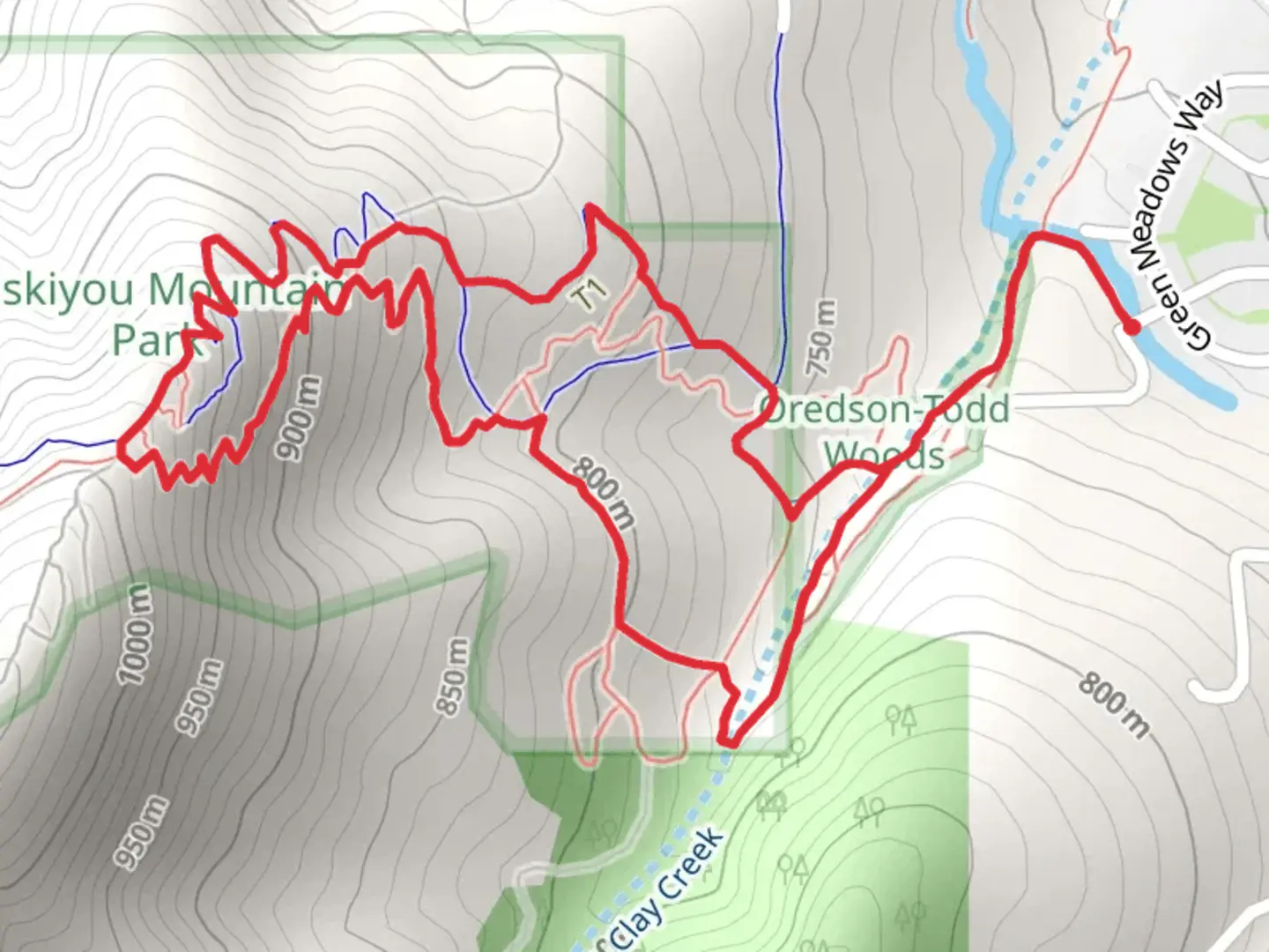 An image depicting the trail Oredsen-Todd Woods Trail and White Rabbit Trail Loop and its surrounding area.