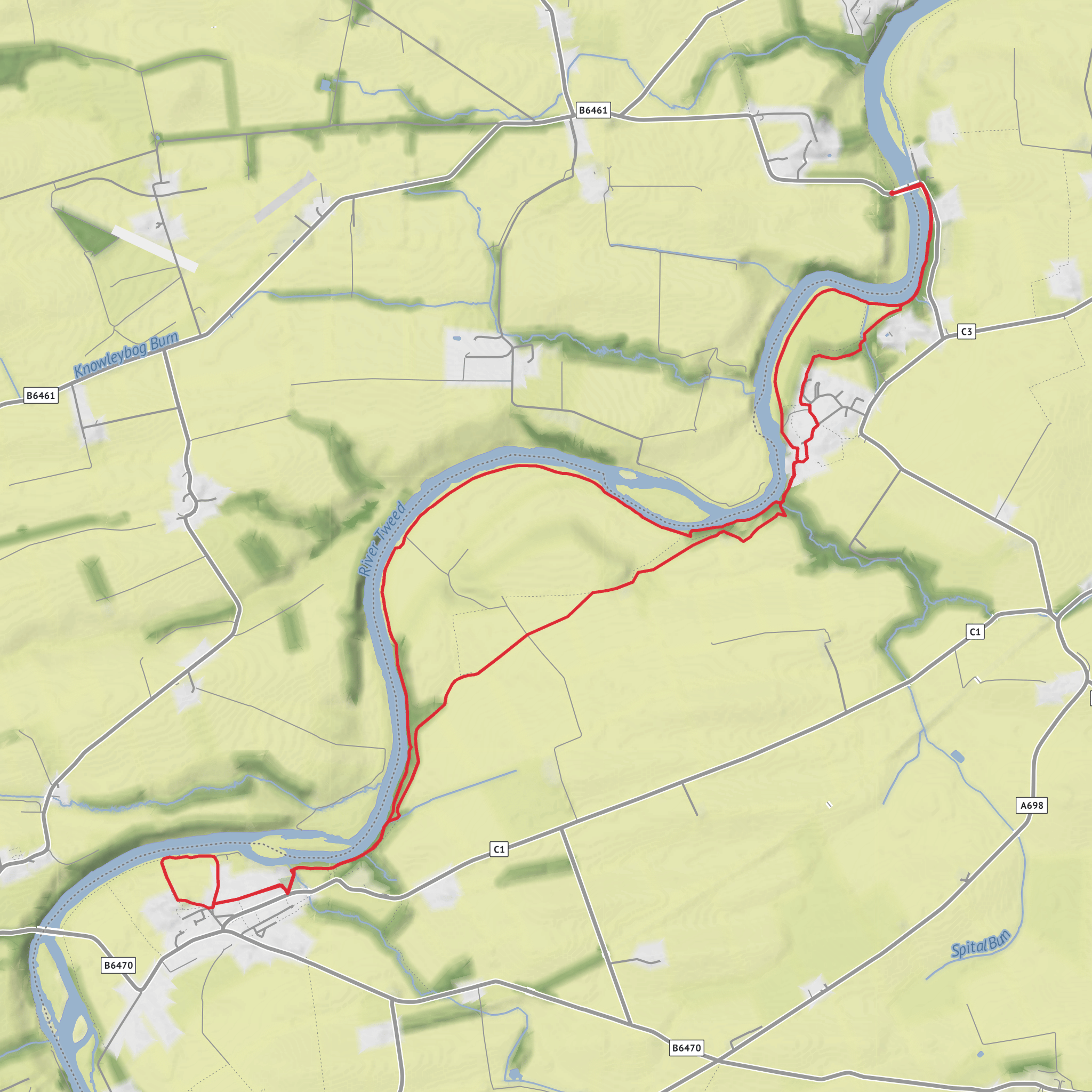 Green Hill and Norham Castle Loop mobile static map