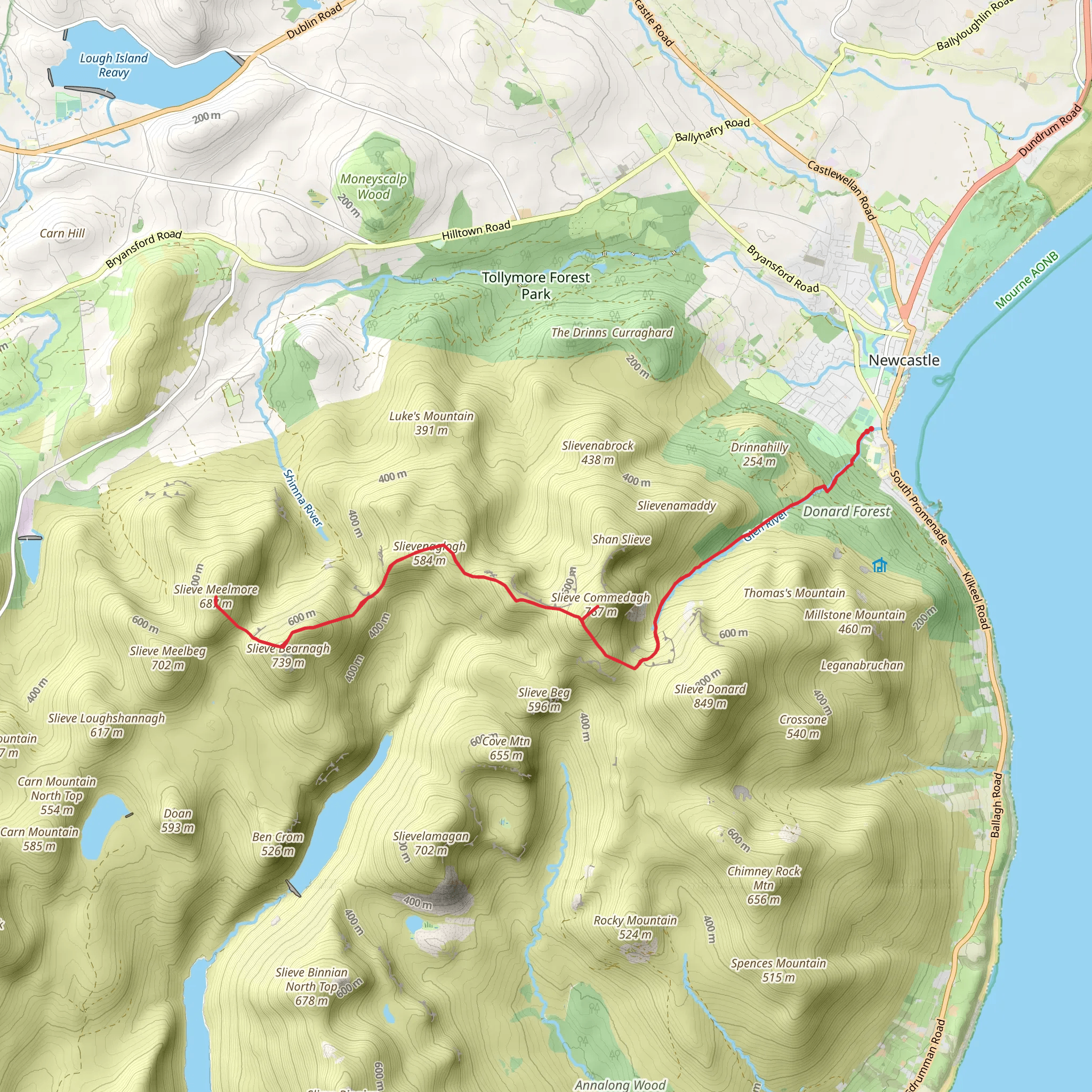 Slieve Bearnagh via Glen Path mobile static map