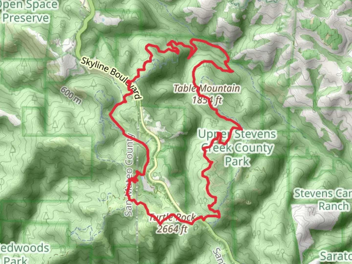 An image depicting the trail Grizzly Flat, Table Mountain and Hickory Oaks Loop Trail and its surrounding area.