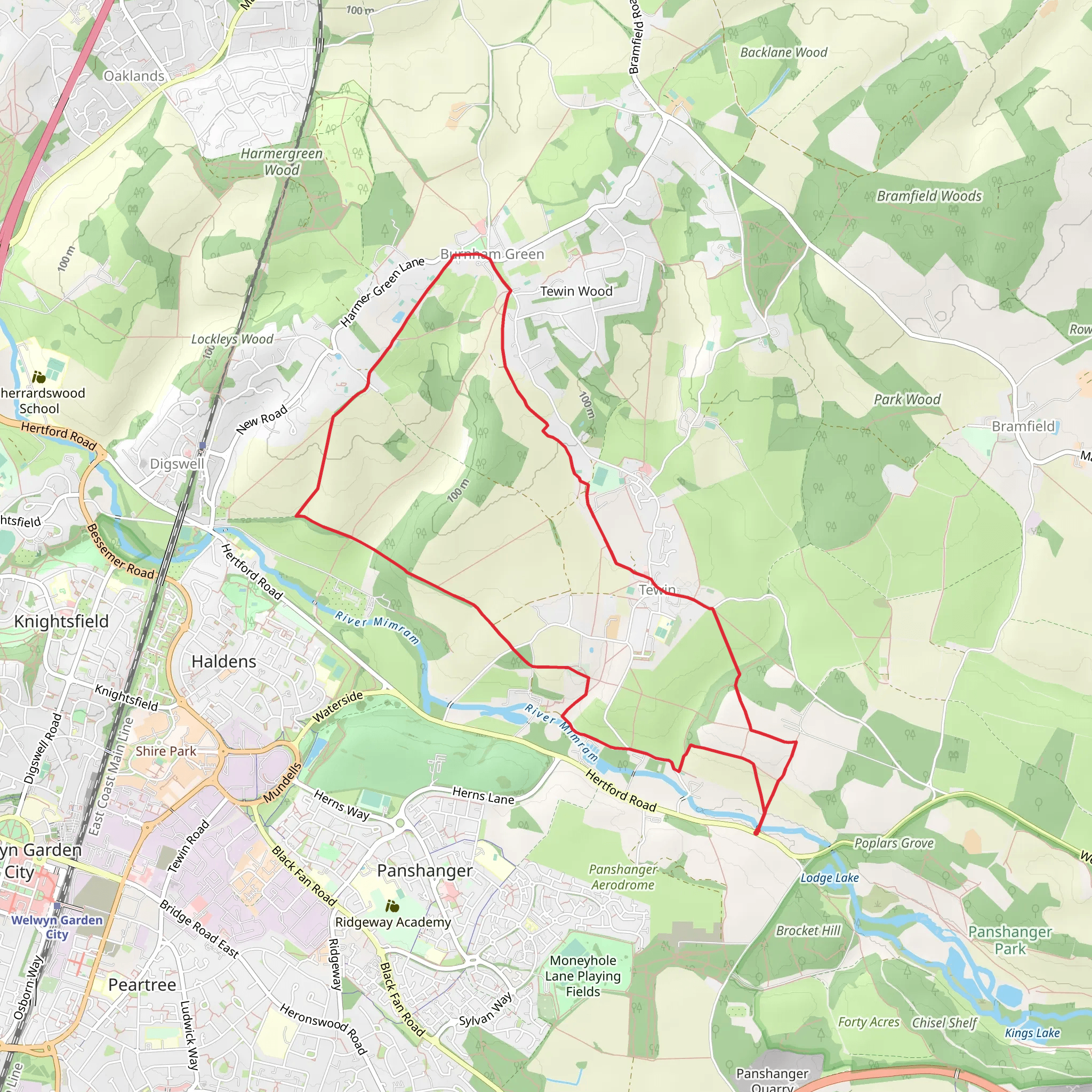 Burnham Green - Tewin and the Mimram Valley mobile static map
