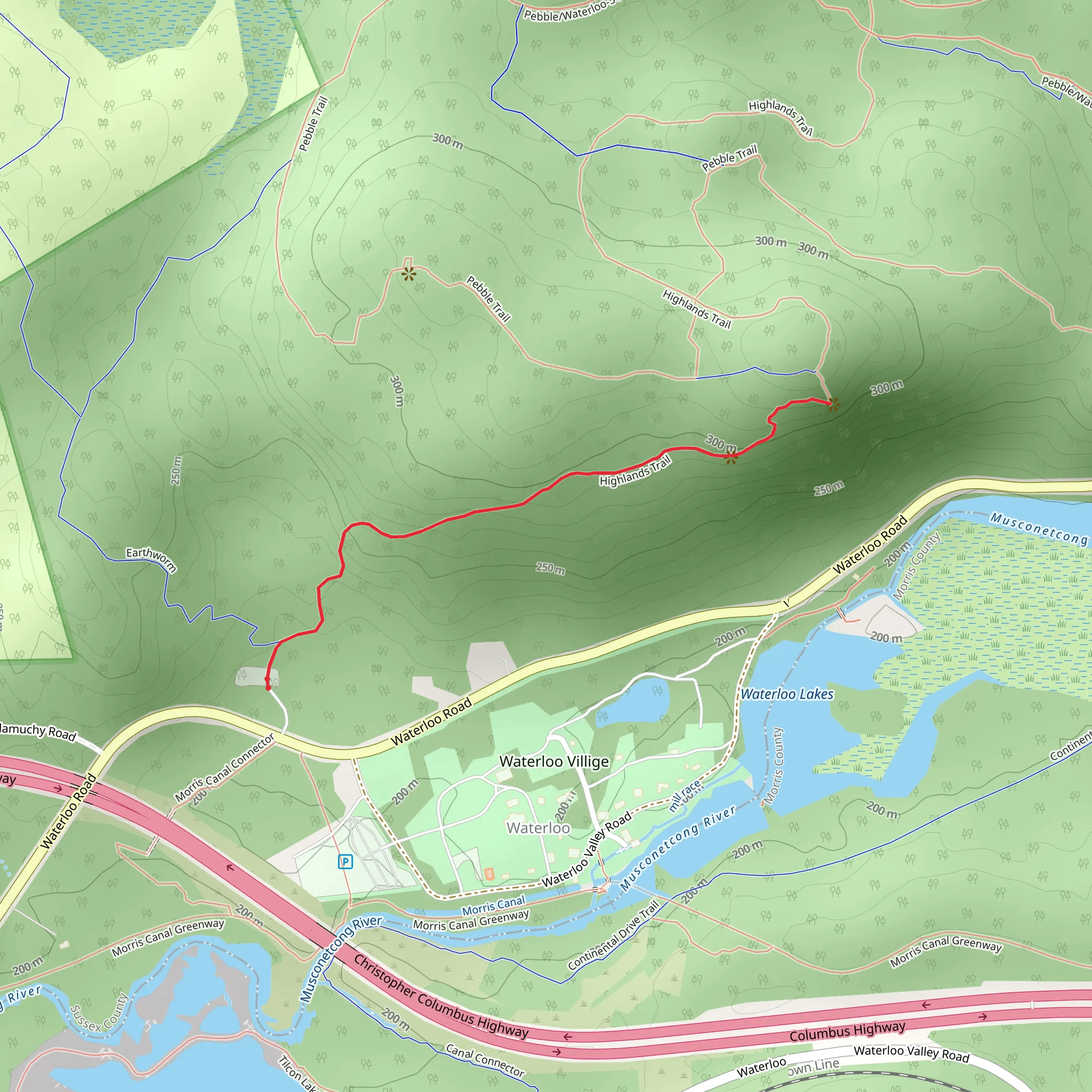 Highlands Trail from Waterloo Lakes mobile static map