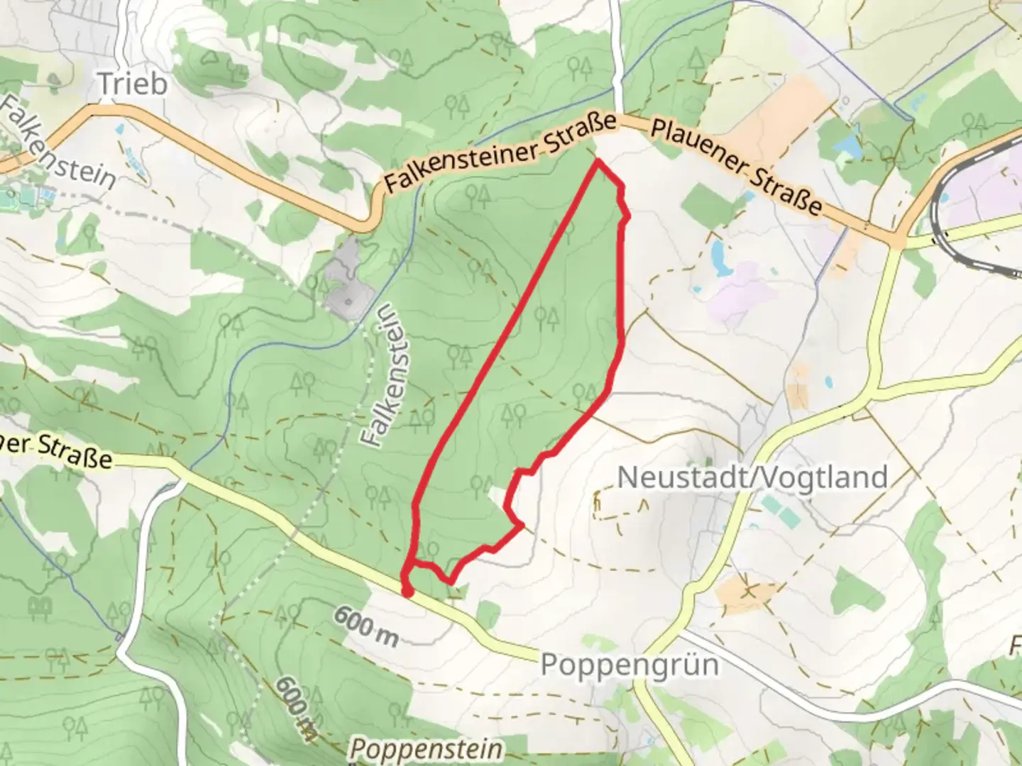 An image depicting the trail Stadtwald Loop - Poppengrün and its surrounding area.