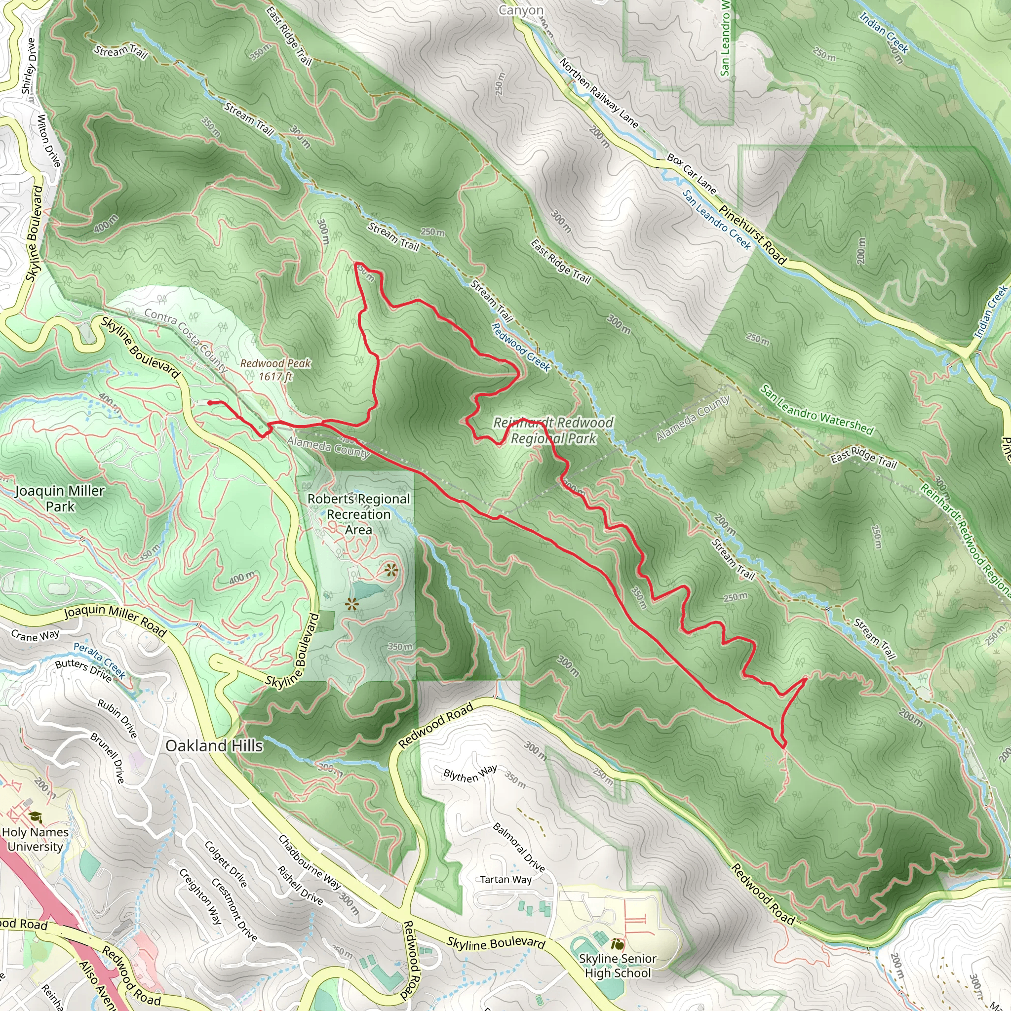 Madrone, French and West Ridge Loop Trail mobile static map
