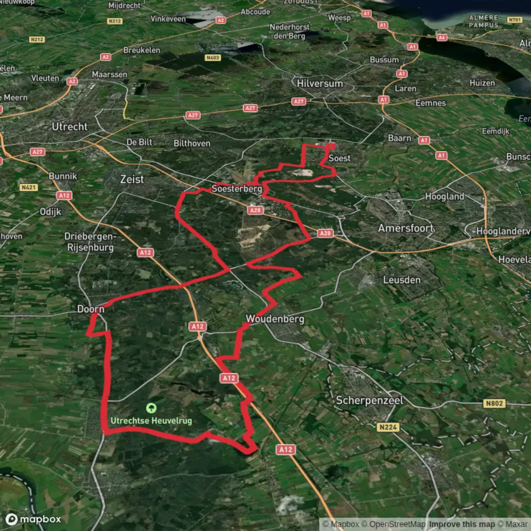 An image depicting the trail Doornseweg, Rijksstraatweg and Zeisterweg Loop and its surrounding area.