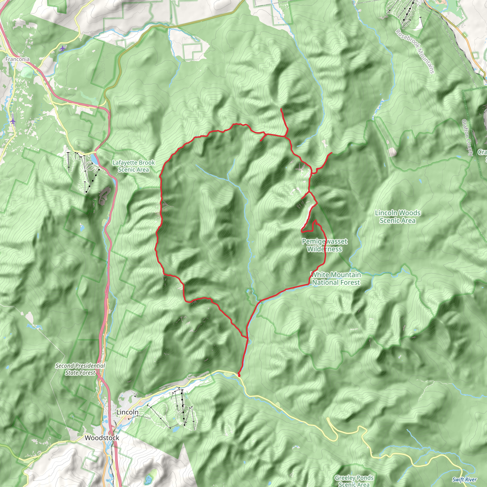 West Bond, Mount Zealand and Mount Liberty Loop mobile static map