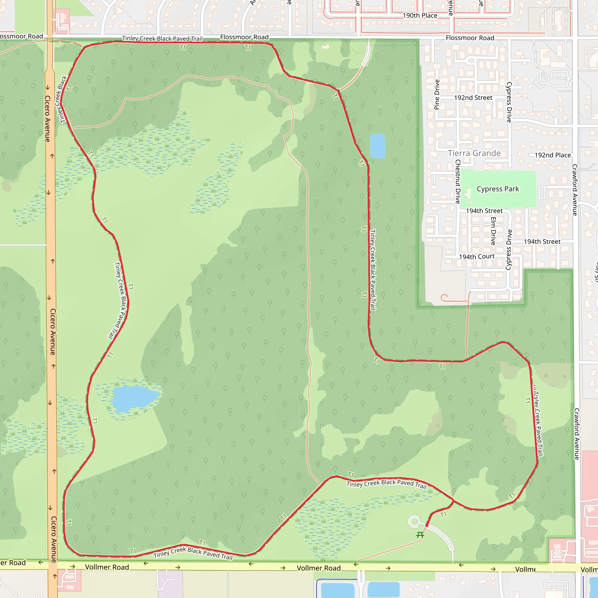 Tinley Creek Black Paved Loop Trail mobile static map