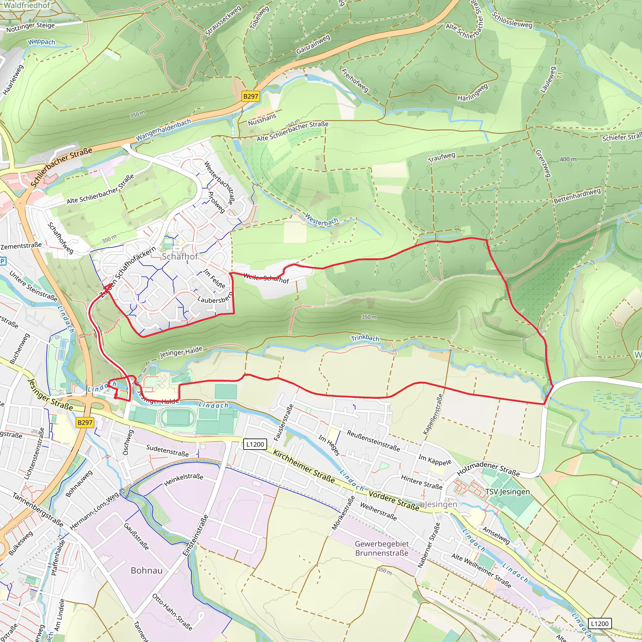 Jesinger Halde Loop mobile static map