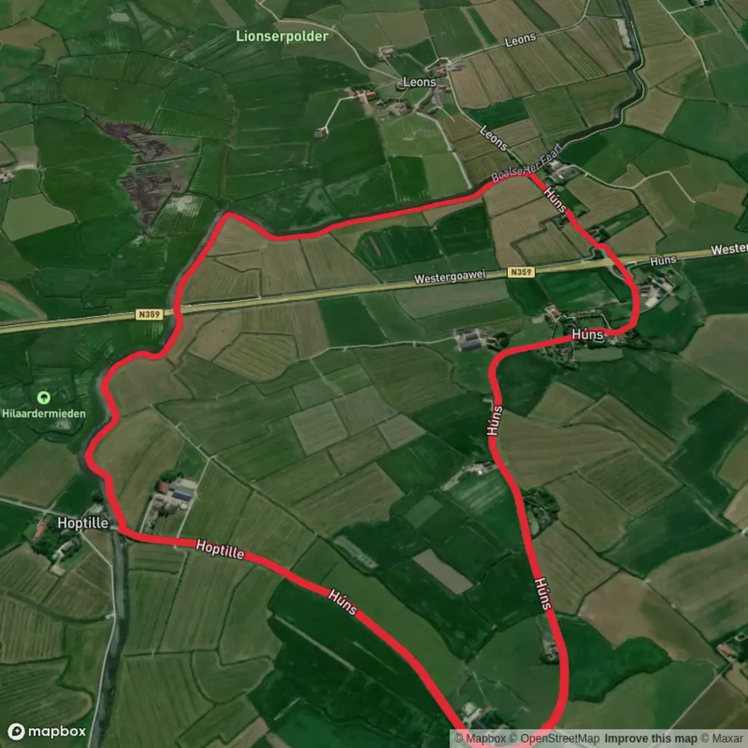 An image depicting the trail Boalserter Feart and Nieuw Rewert Loop and its surrounding area.