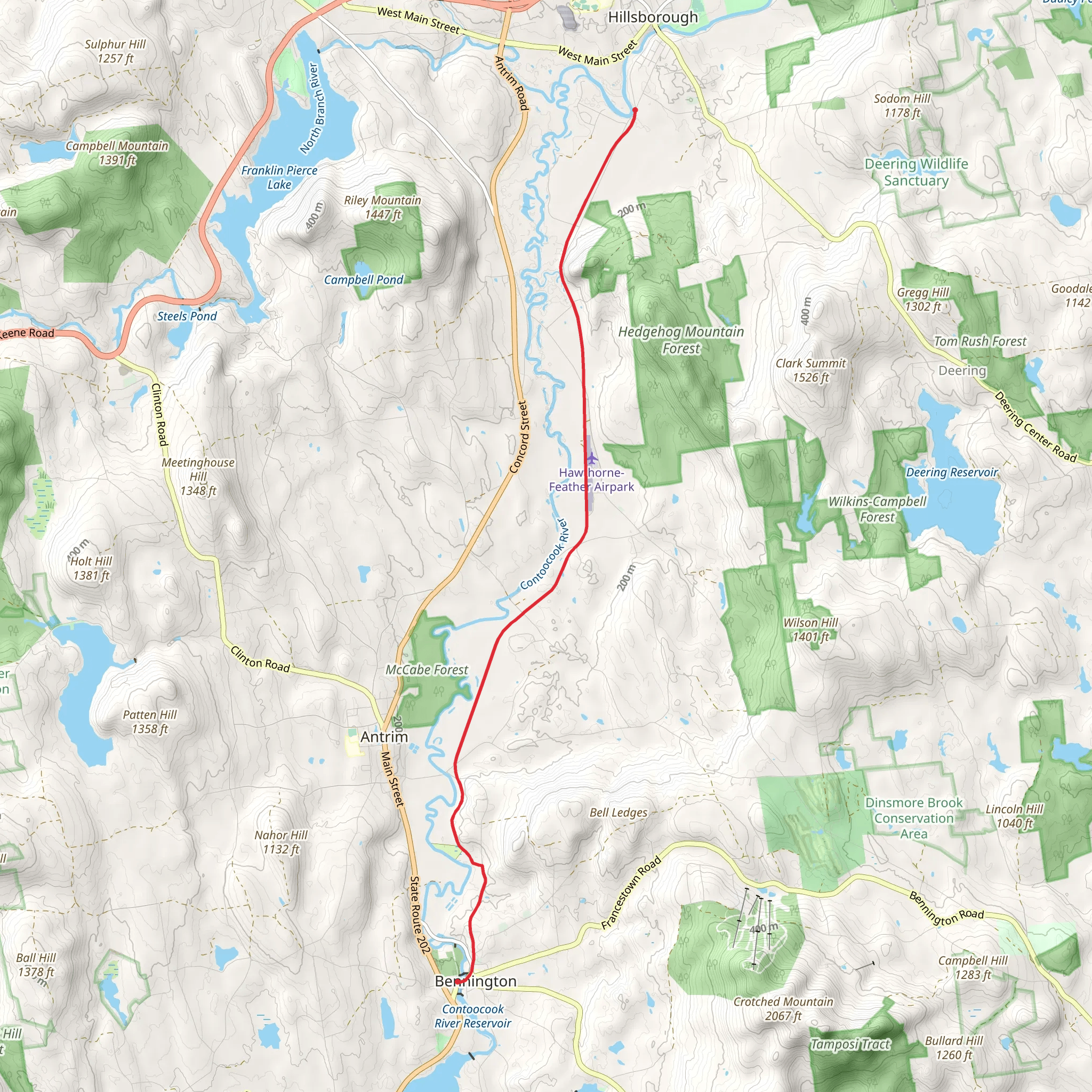 Peterborough and Hillsborough Rail Trail mobile static map
