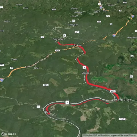 Elk River Trail from Duck to Frametown