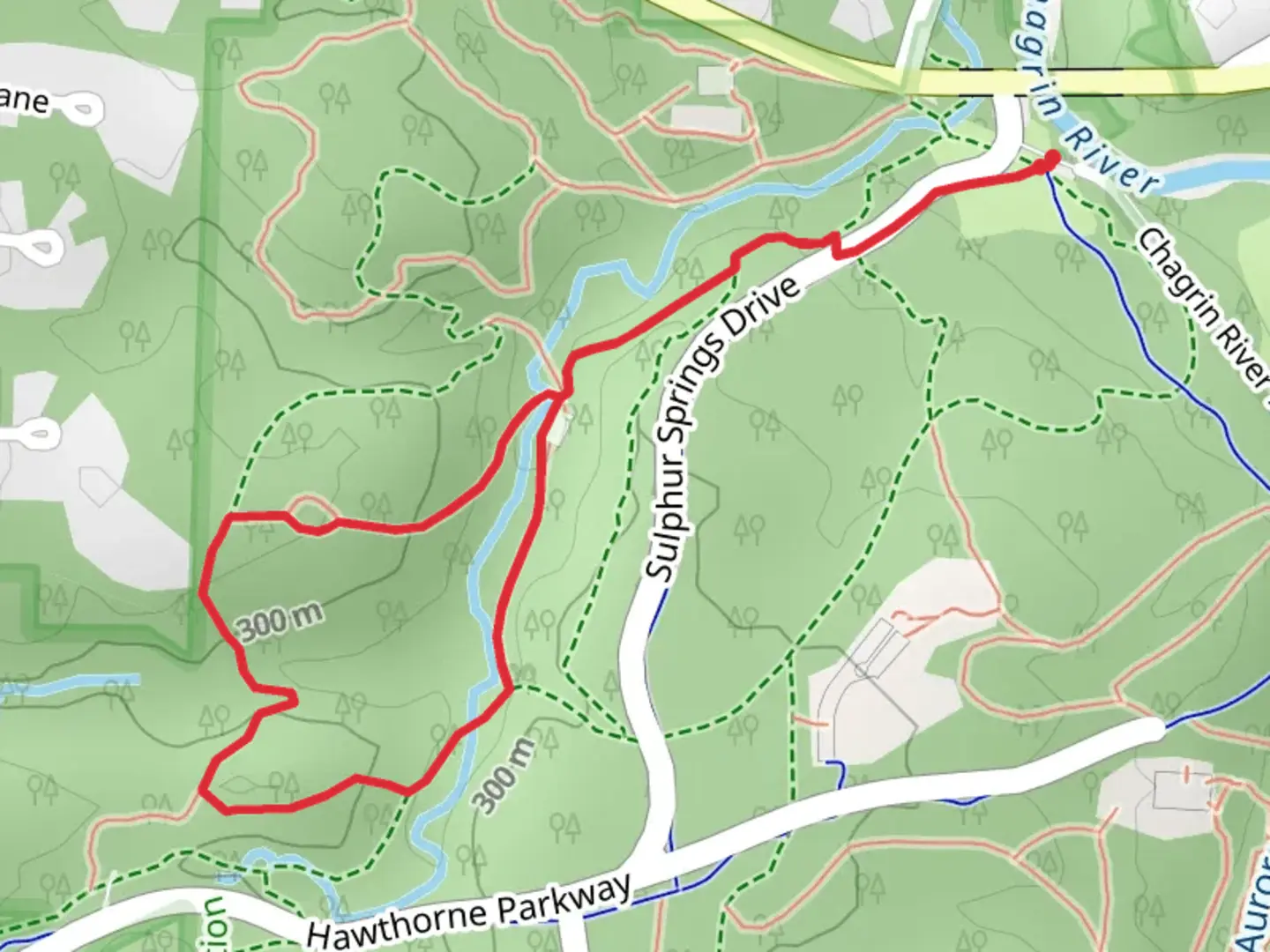 An image depicting the trail Bridle and Sulphur Springs Loop Trail and its surrounding area.