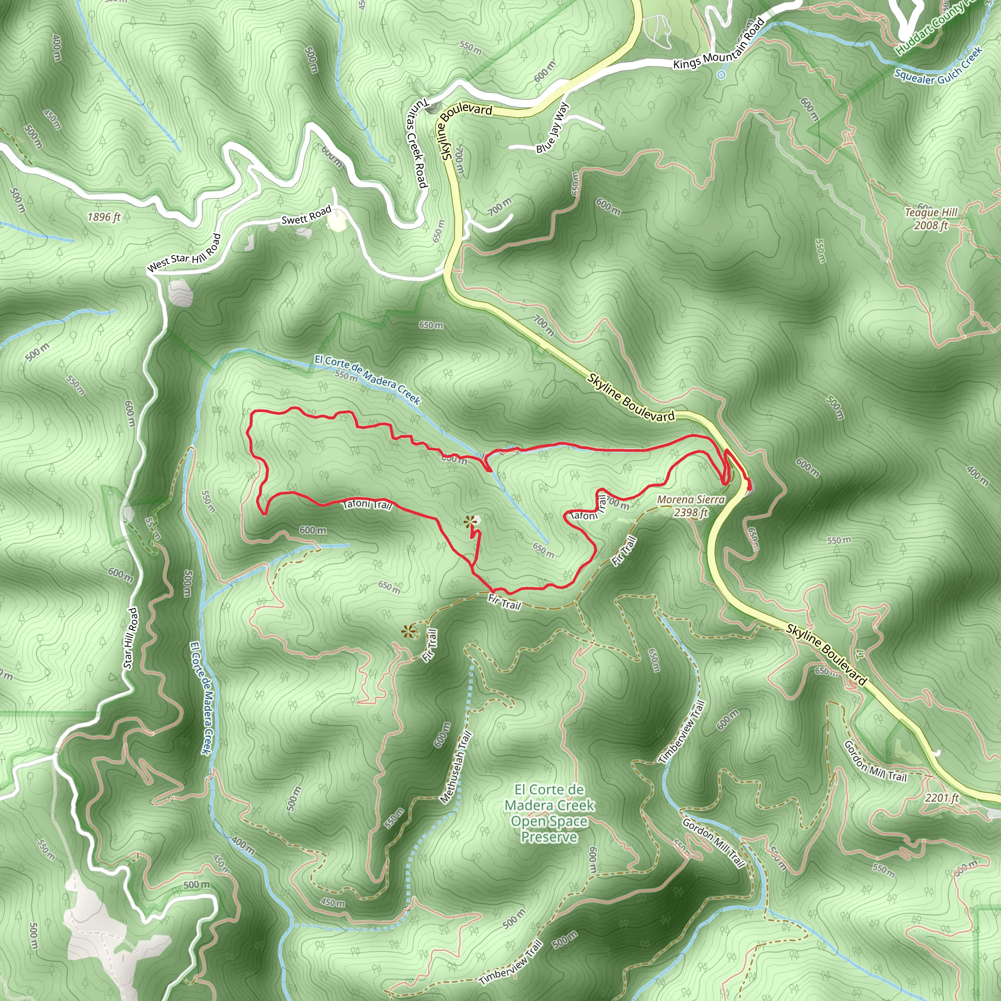 El Corte de Madera Creek and Tafoni Loop Trail mobile static map
