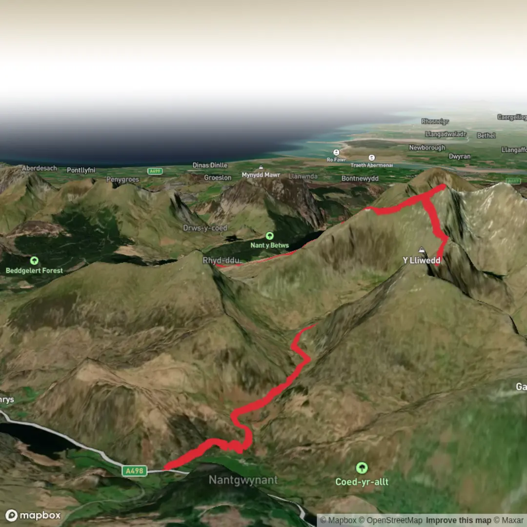 An image depicting the trail Snowdon 1 and its surrounding area.