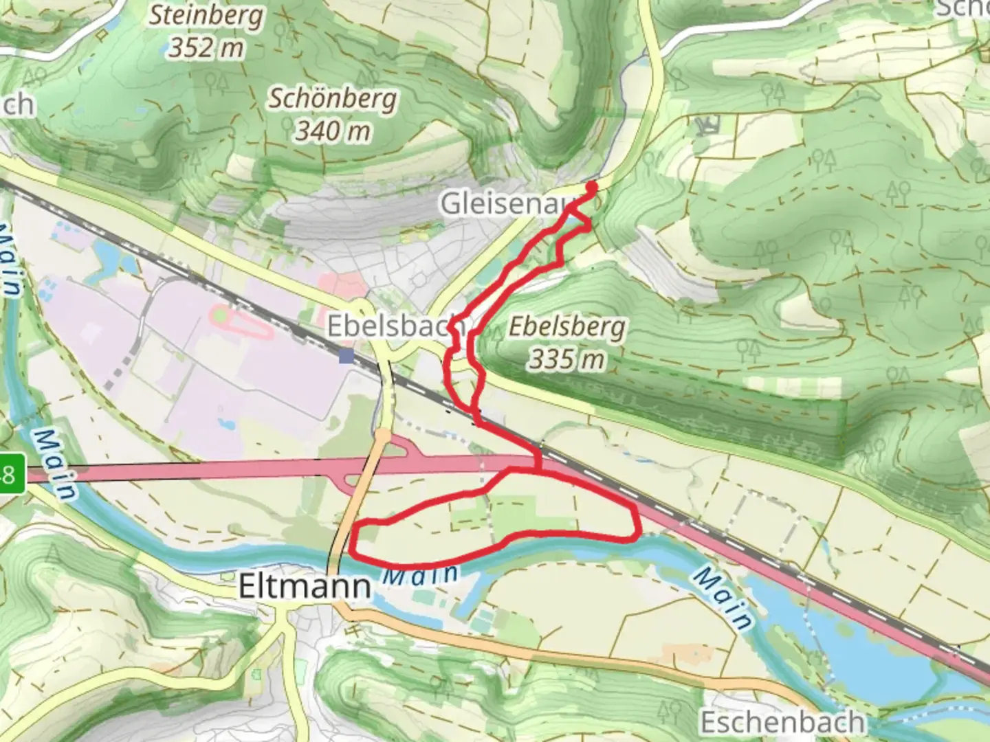 An image depicting the trail Schloesser Runde and Lauftour EBL3 and its surrounding area.
