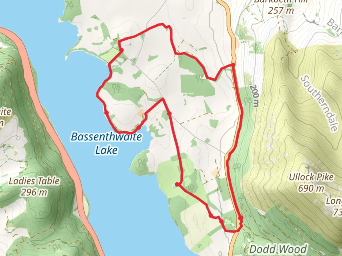 An image depicting the trail Bassenthwaite lake -Scarness loop and its surrounding area.