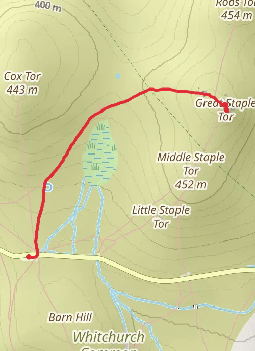 Great Staple Tor Dartmoor  mobile static map