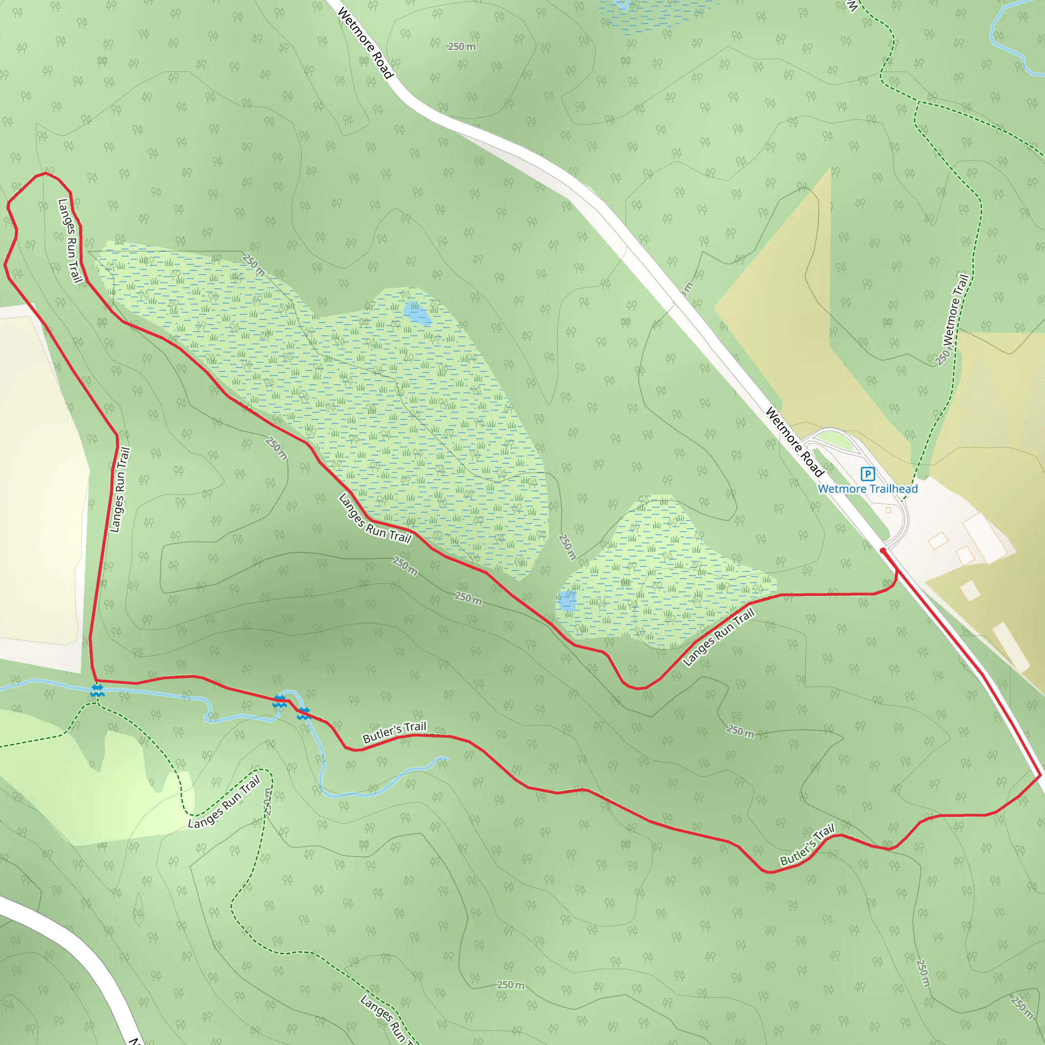 Langes Run and Butler's Loop Trail mobile static map