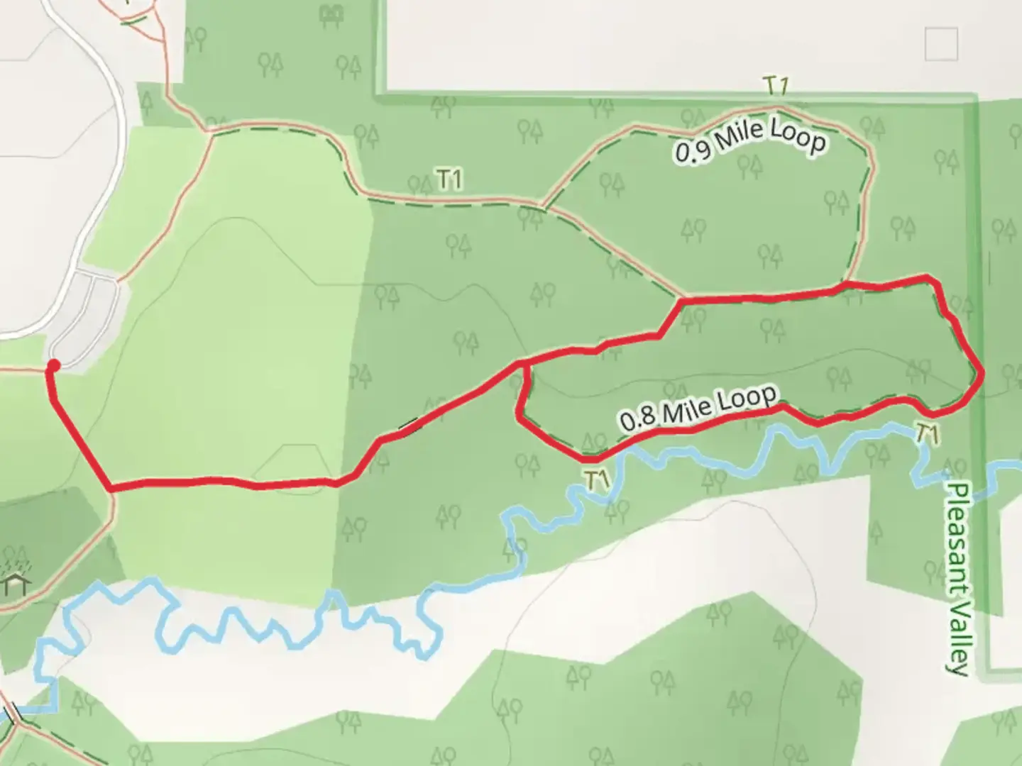 An image depicting the trail Laughing Creek Loop and its surrounding area.