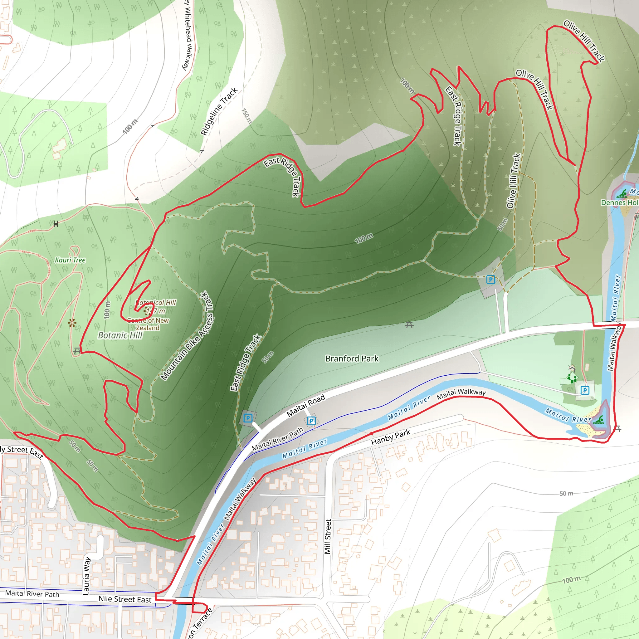 Black Hole, Maitai Viewpoint to Centre of NZ mobile static map