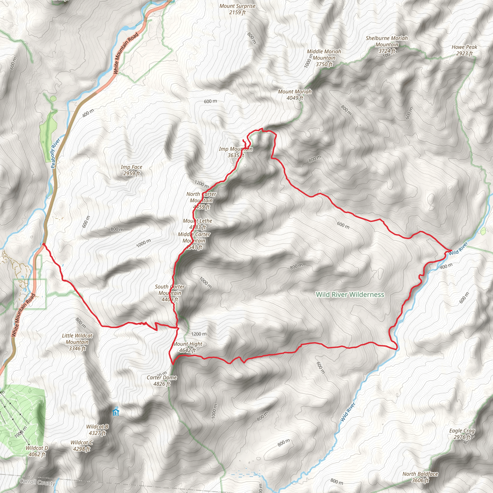 Mount Lethe Imp Mountain Loop via Appalachian Trail mobile static map