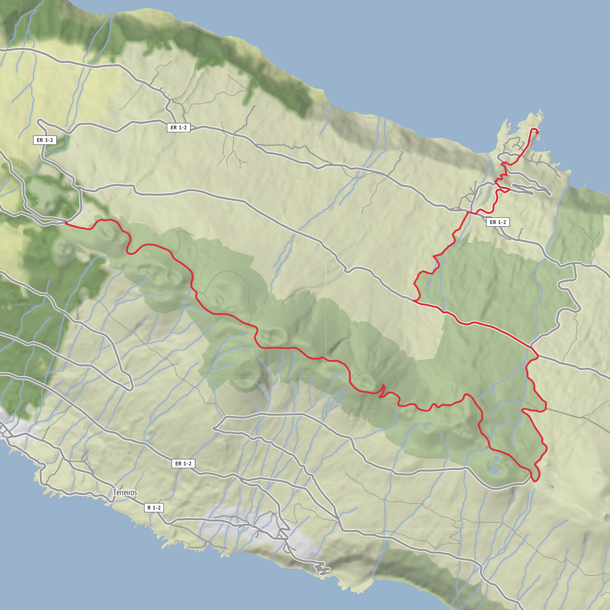 Pico do Pedro, Pico da Esperança, Fajã do Ouvidor and São Jorge mobile static map