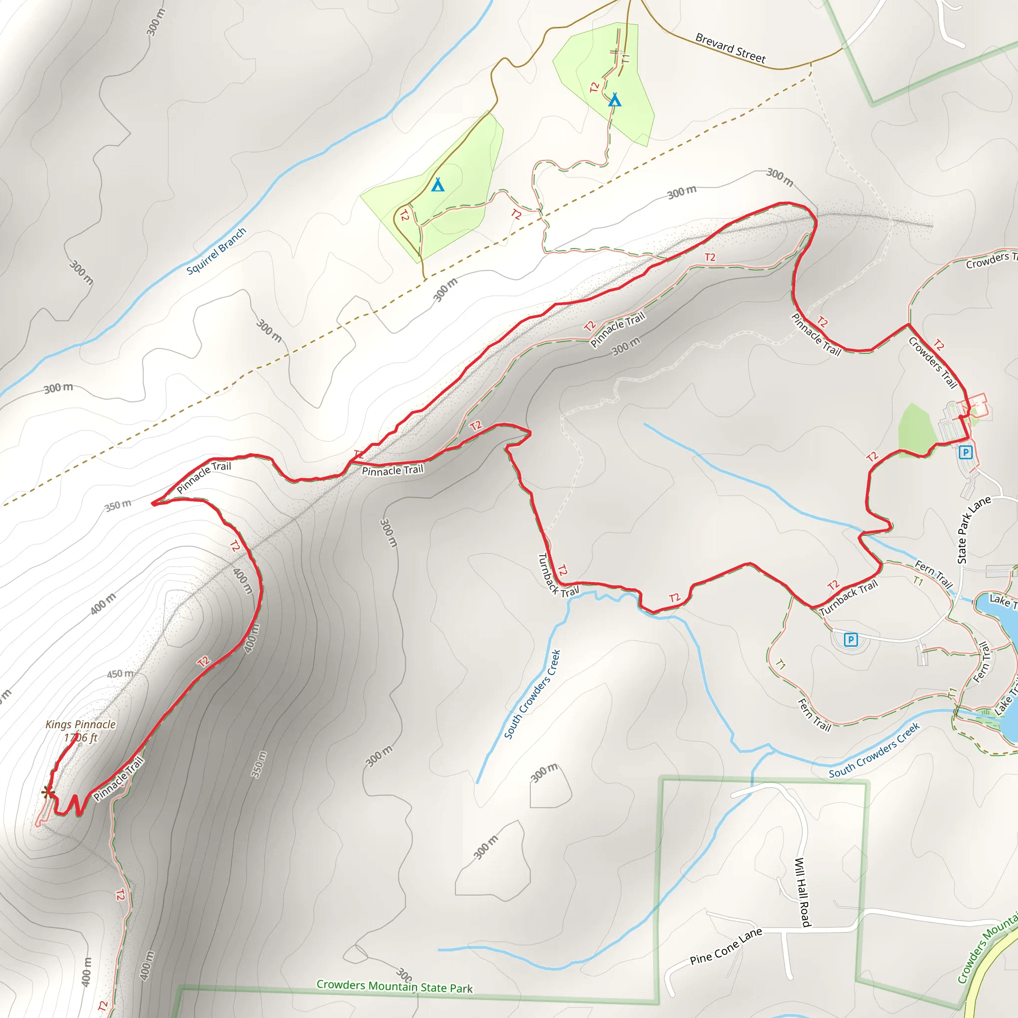 Pinnacle, Kings Pinnacle and Turnback Loop Trail mobile static map