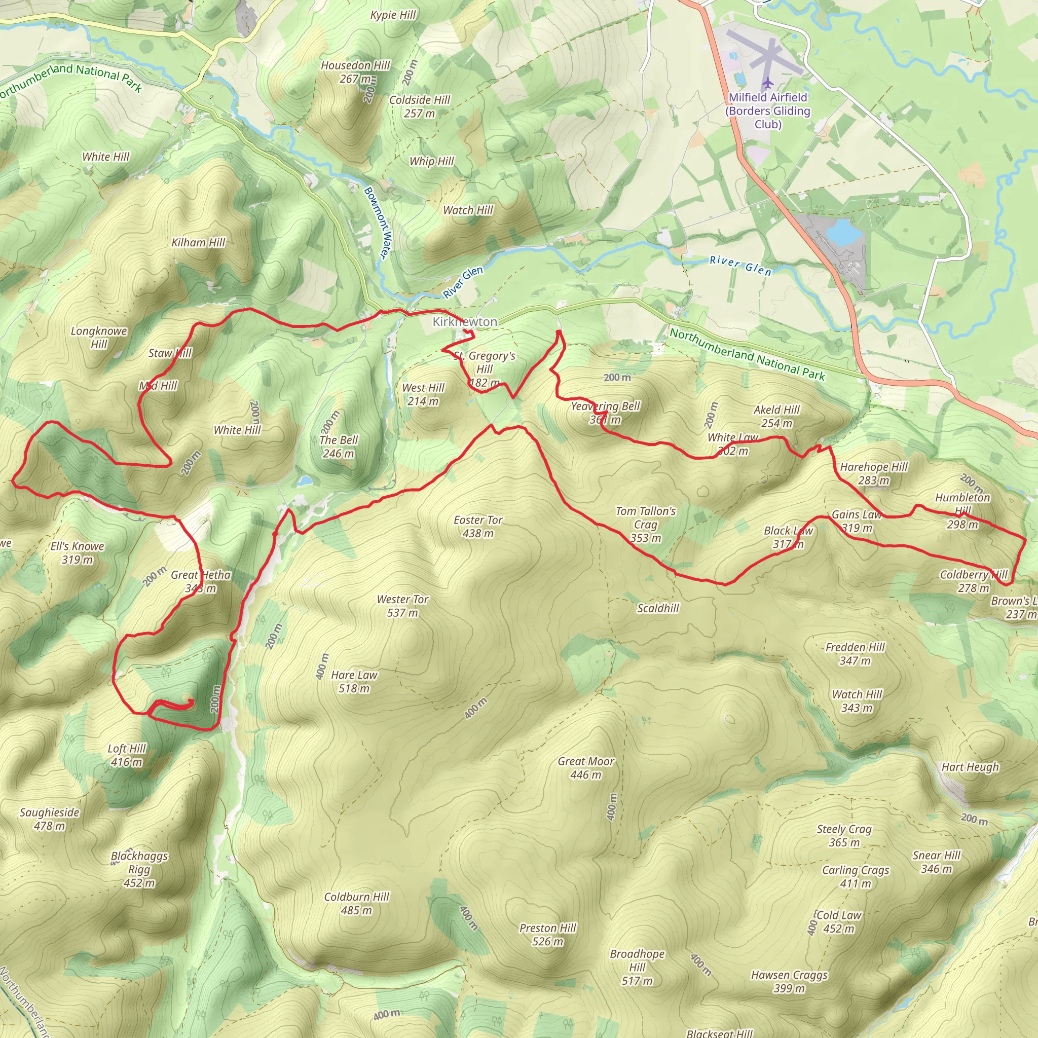 Hillfort Loop from Hethpool mobile static map