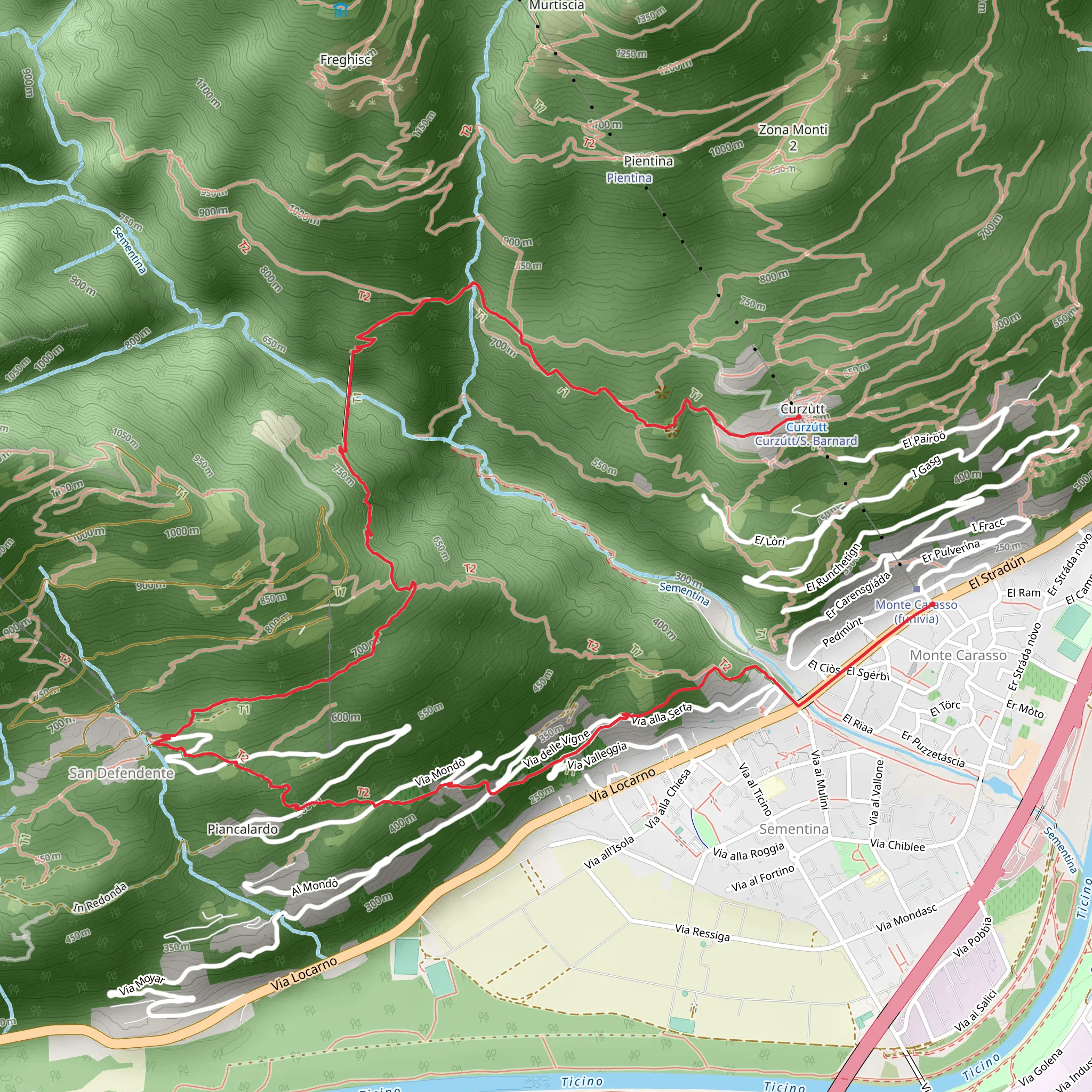 Corte di Sotte to Monte Carasso mobile static map