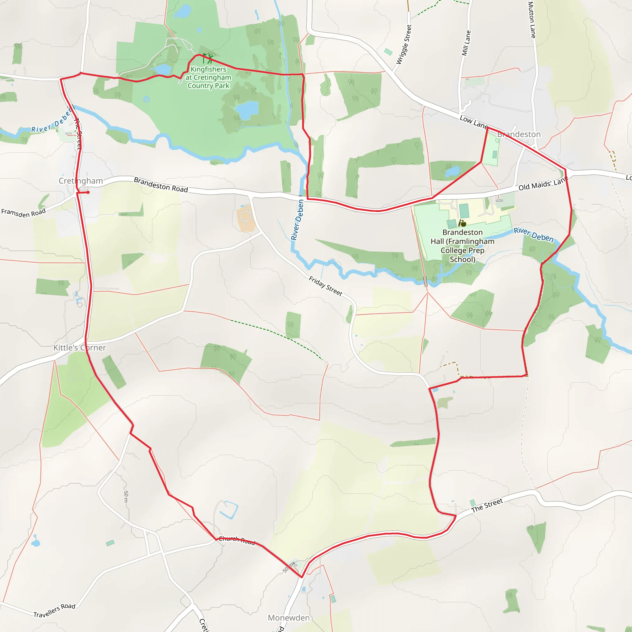 Monewden Country Park Loop mobile static map