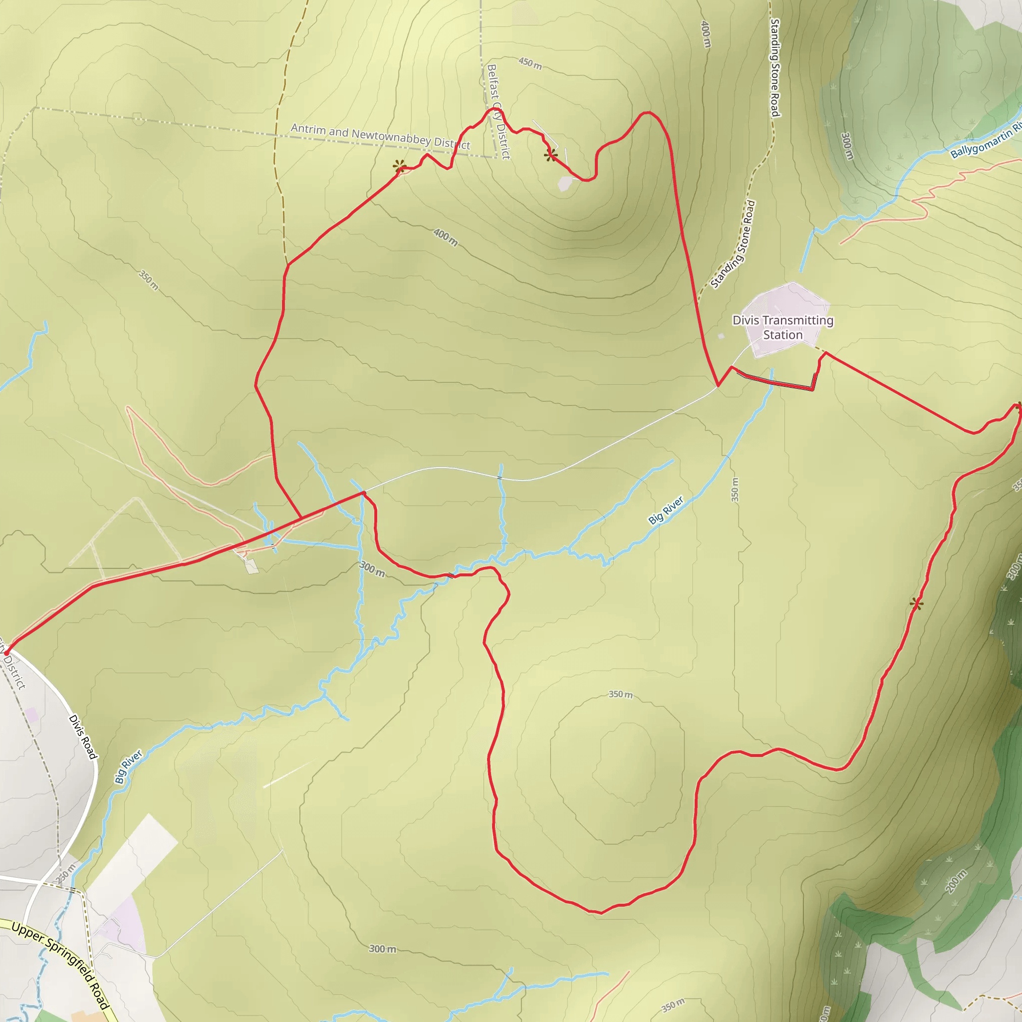 Divis and Black Mountain Loop mobile static map
