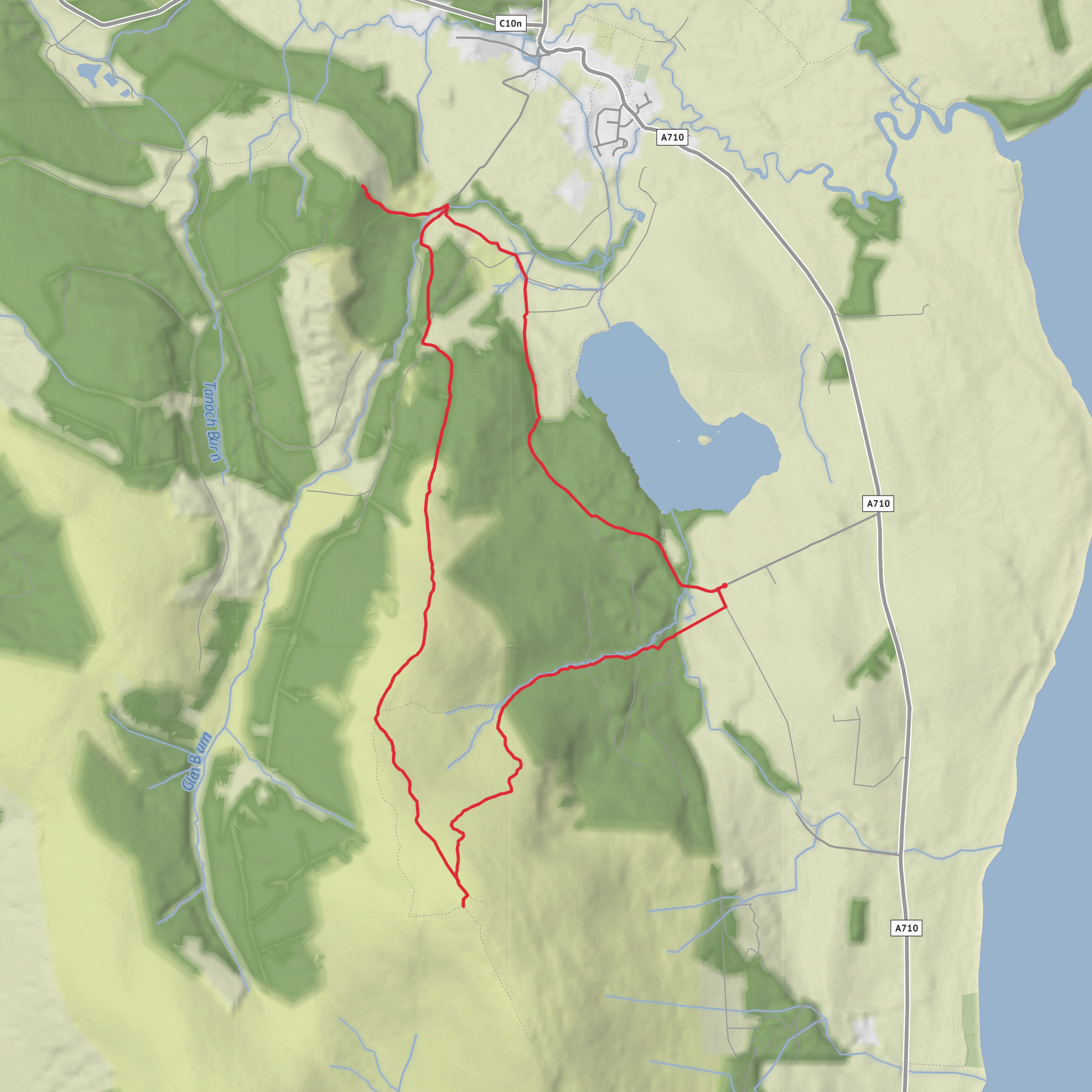 Criffel, Knockendoch and Waterloo Monument Circular mobile static map