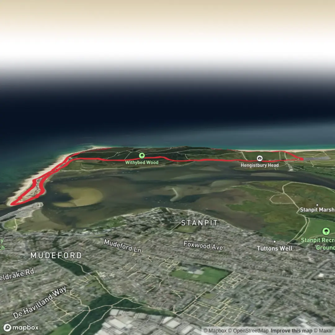 An image depicting the trail Hengistbury Loop and its surrounding area.