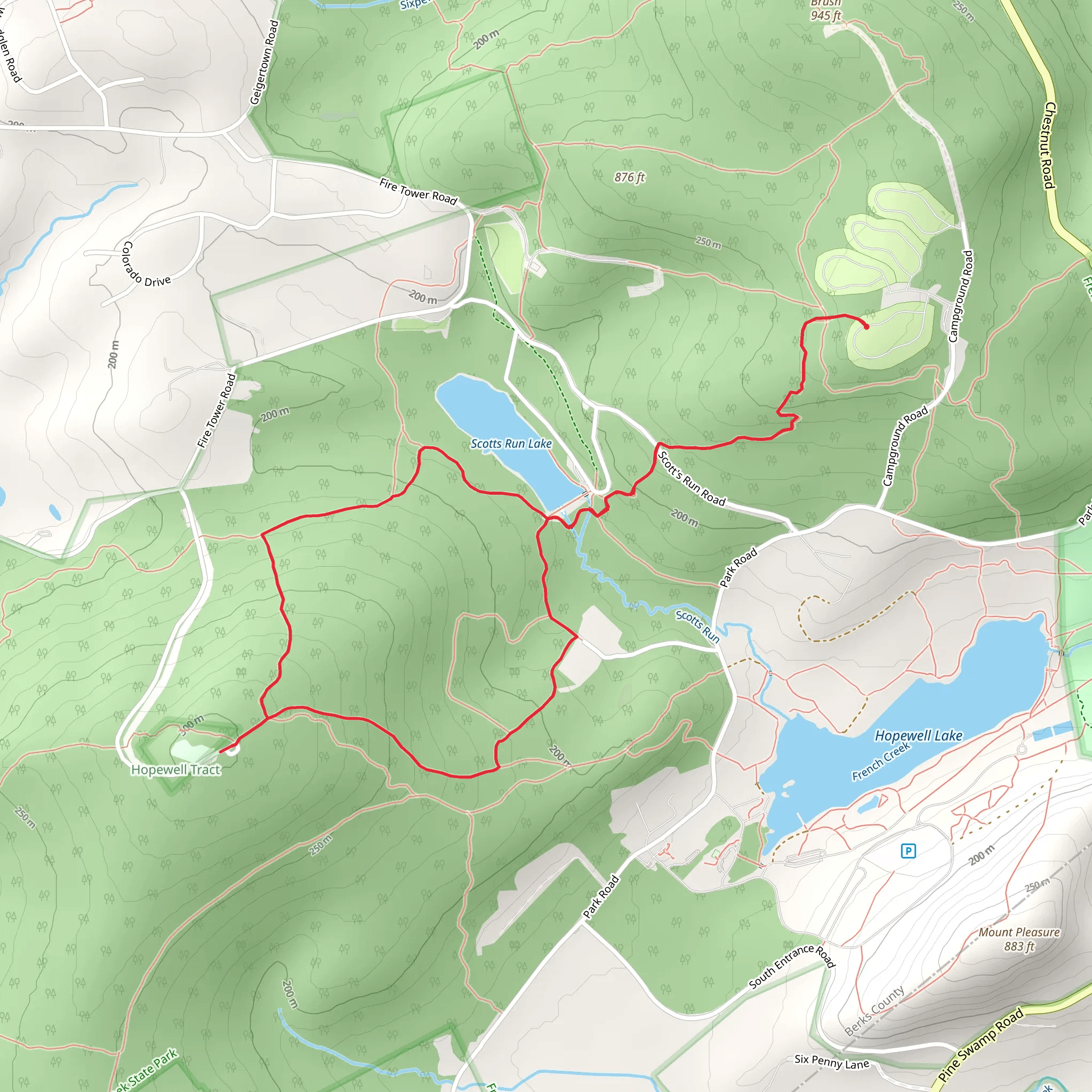 Lenape and Turtle Loop Trail mobile static map