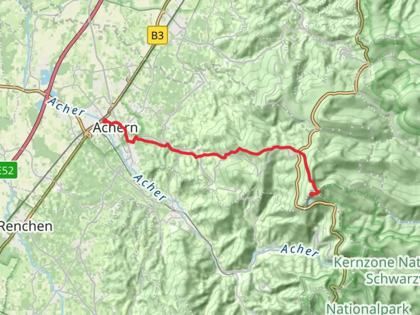 An image depicting the trail Achern to Hornisgrinde Walk and its surrounding area.