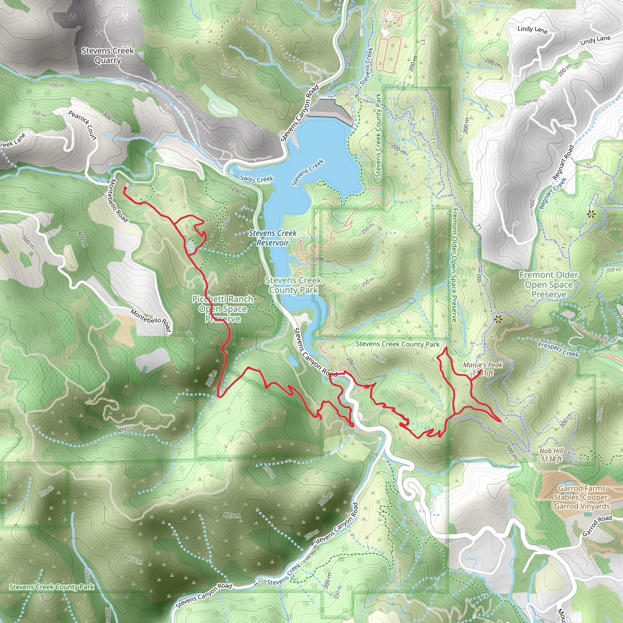 Maisie's Peak via Zinfandel Trail mobile static map