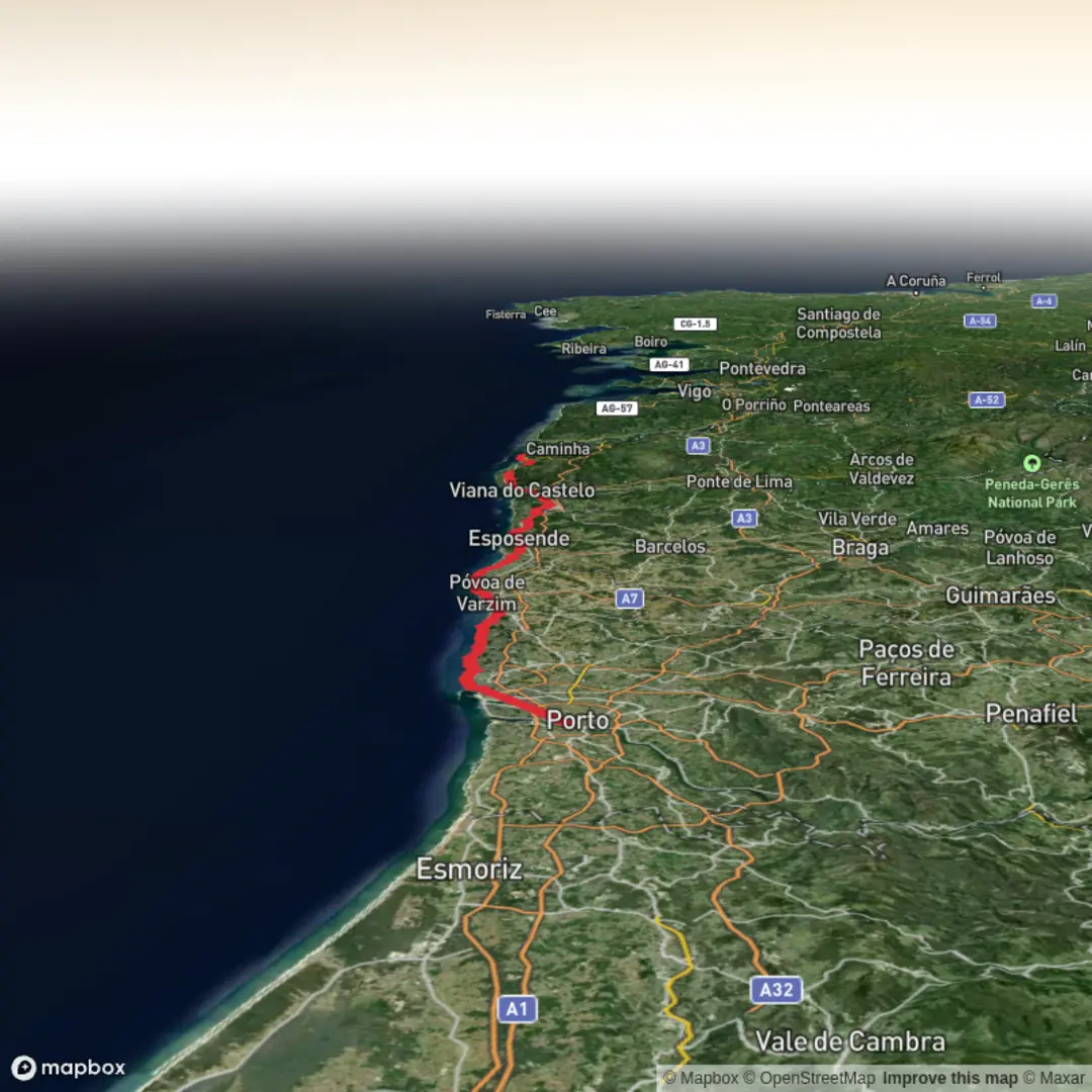 An image depicting the trail Porto Camino April'26 and its surrounding area.