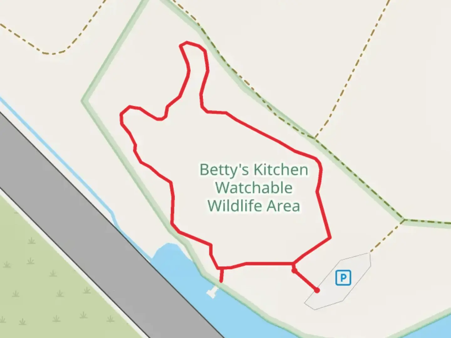An image depicting the trail Betty's Kitchen Interpretive Loop Trail and its surrounding area.