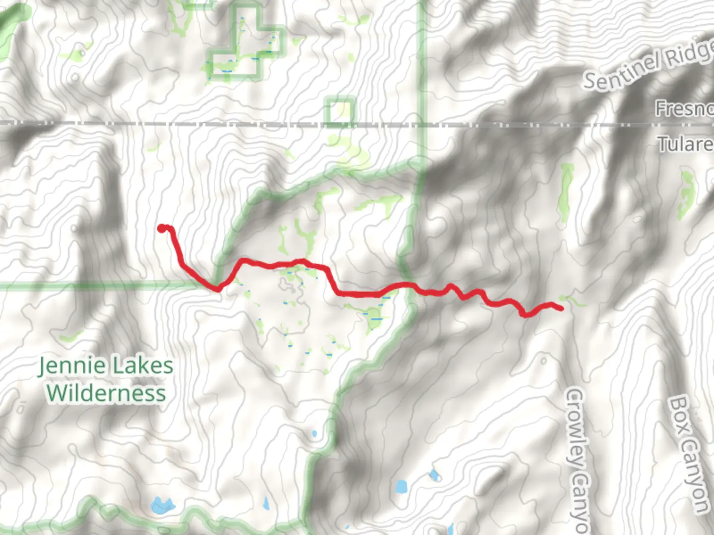 An image depicting the trail Rowell Creek to Sugarloaf Creek and its surrounding area.